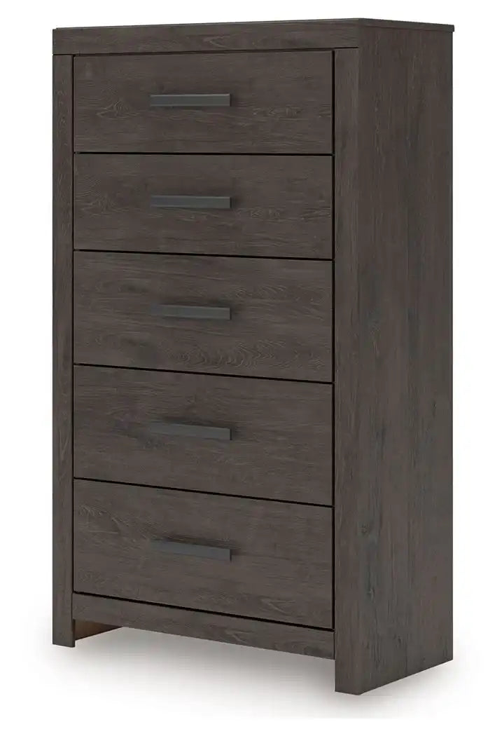 Prendonea - Five Drawer Chest - Charcoal - Best Buy Furniture