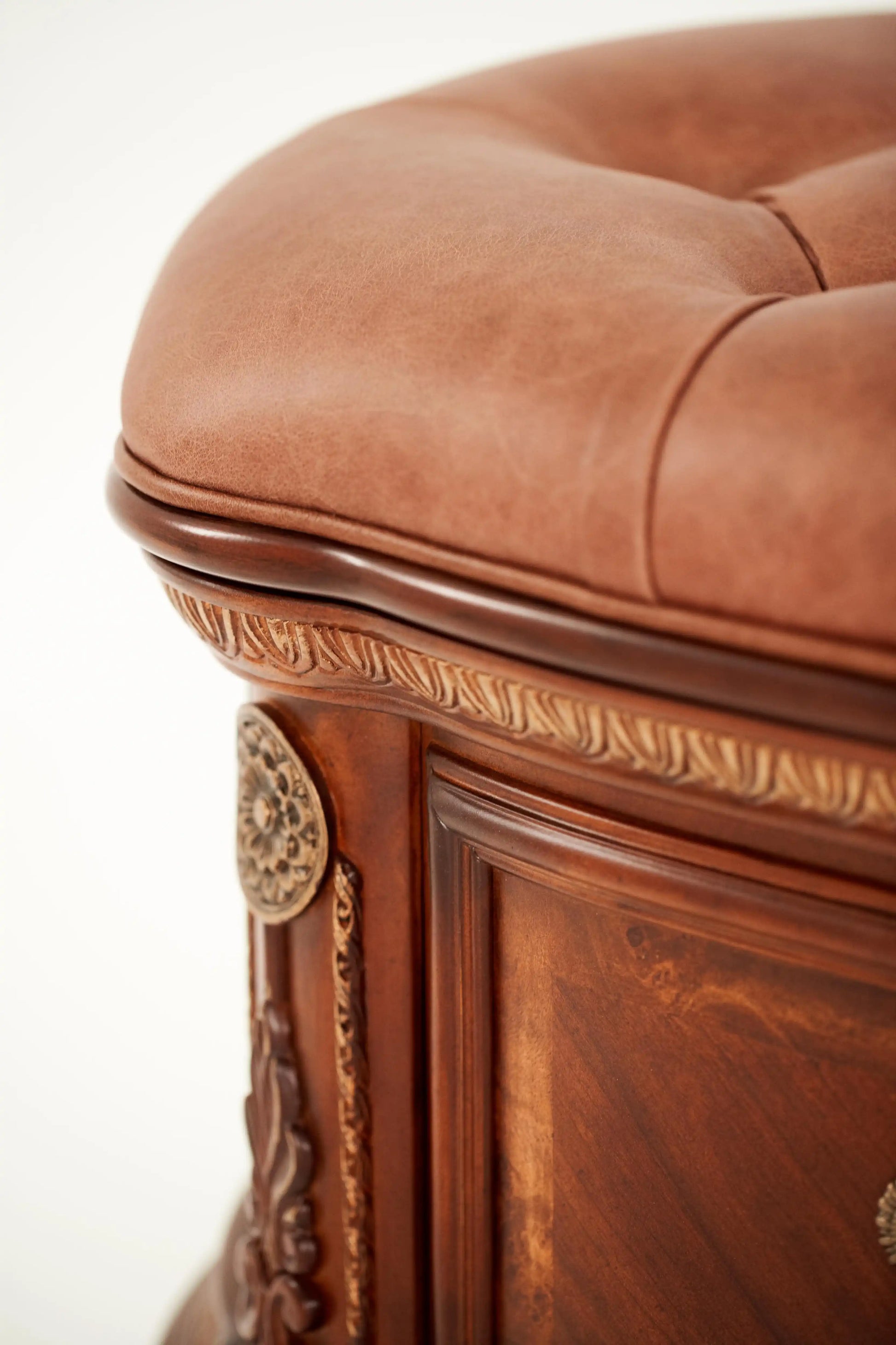 Cortina - Leather Bedside Bench - Honey Walnut - Best Buy Furniture