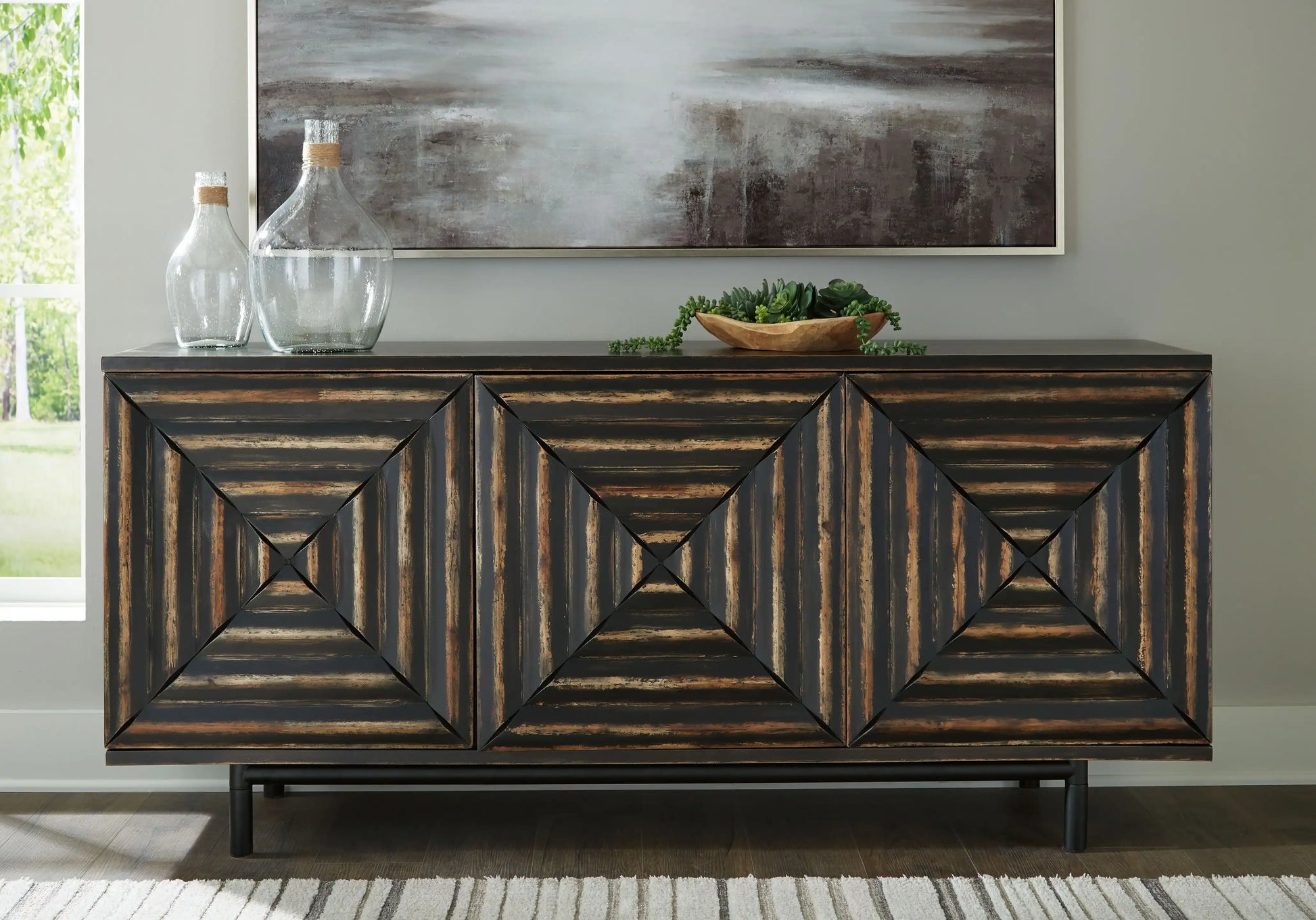 Fair Ridge - Accent Cabinet - Distressed Black - Best Buy Furniture