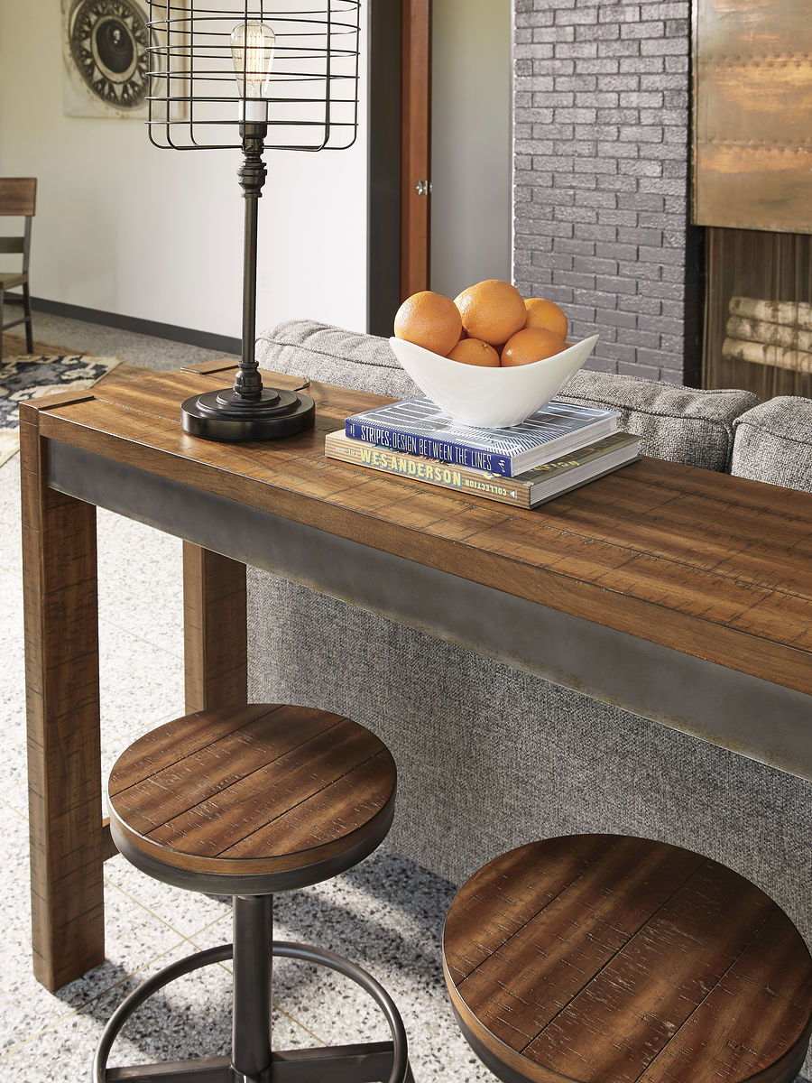 Torjin - 3 Pc. - Long Counter Table, 2 Stools - Dark Brown - Best Buy Furniture