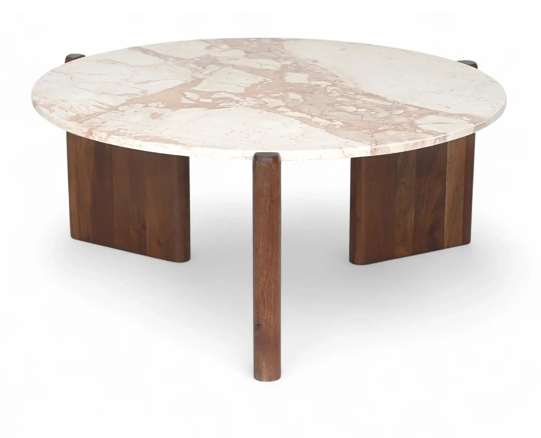 Varenna - Marble Top And Acacia Wood Base Coffee Table - Cream - Best Buy Furniture
