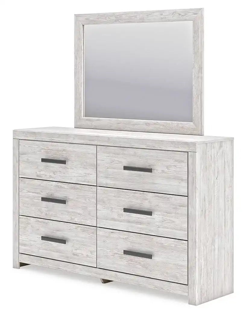 Cayboni - Dresser And Mirror - Whitewash - Best Buy Furniture