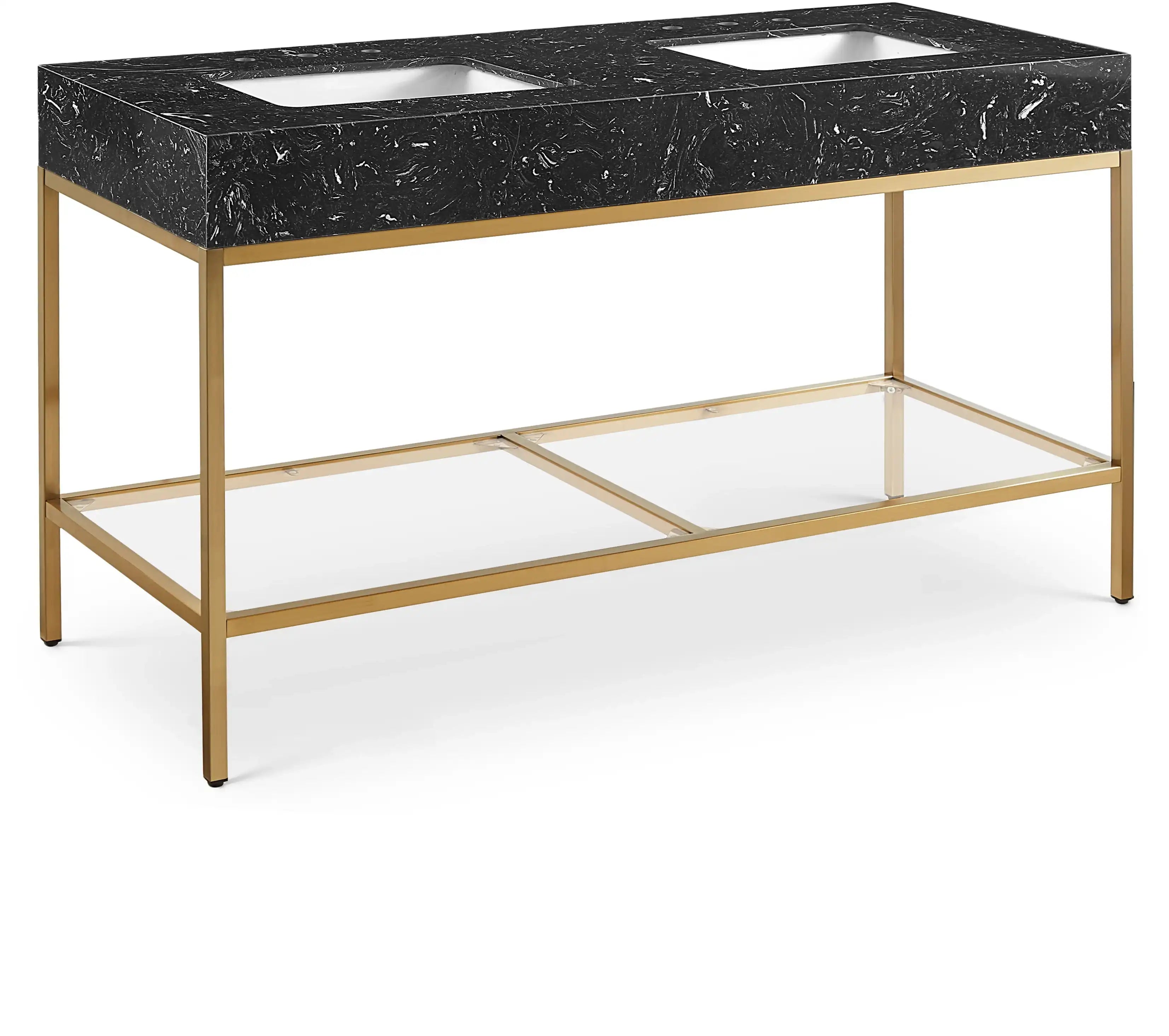 Marmo - Engineered Marble Bathroom Vanity With Gold Base - Best Buy Furniture