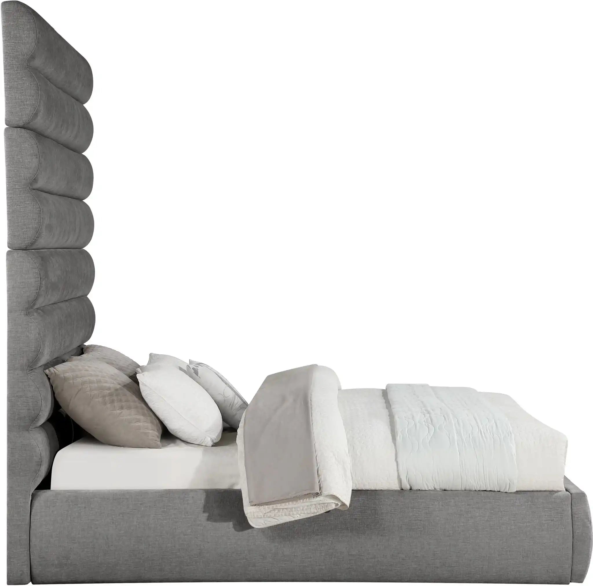 Adam - Chenille Fabric Bed With 89" Headboard