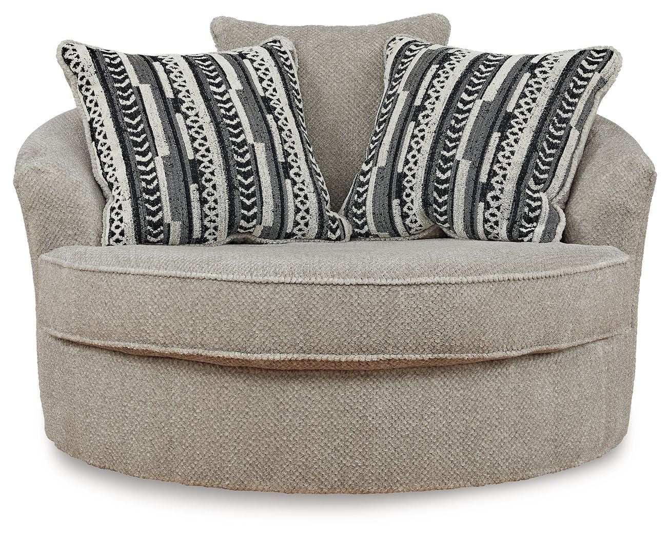 Calnita - Oversized Swivel Accent Chair - Sisal - Best Buy Furniture