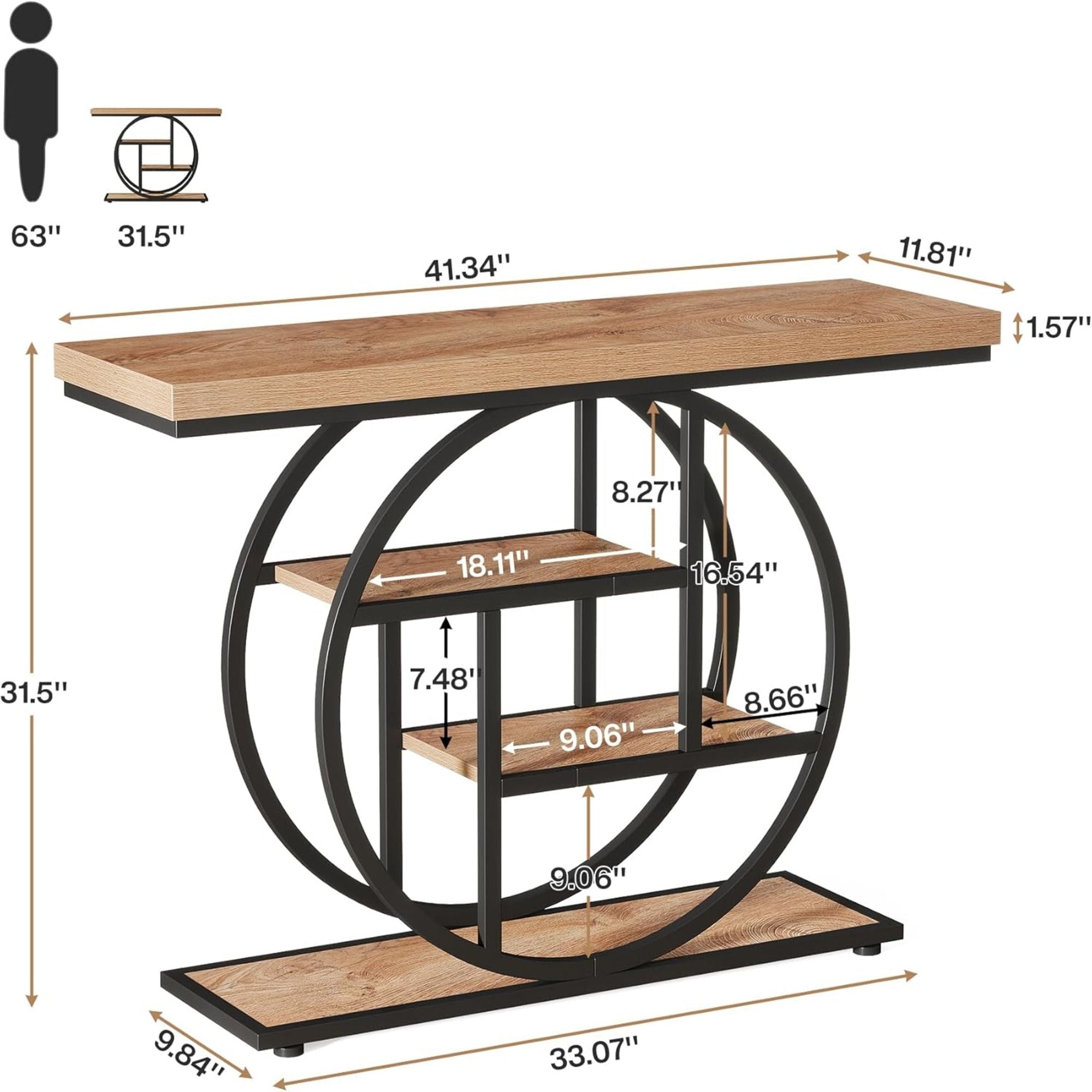 Console Table With 4 Tier Design For Living Hallway