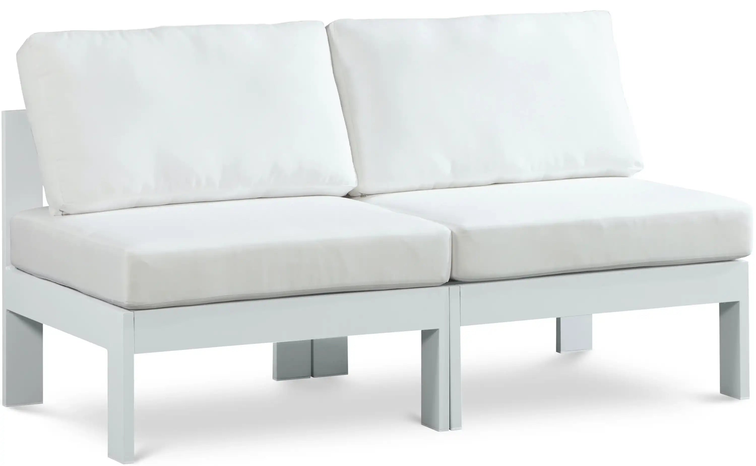 Nizuc - Outdoor Patio 2 Seat Armless Modular Sofa With White Frame - Best Buy Furniture