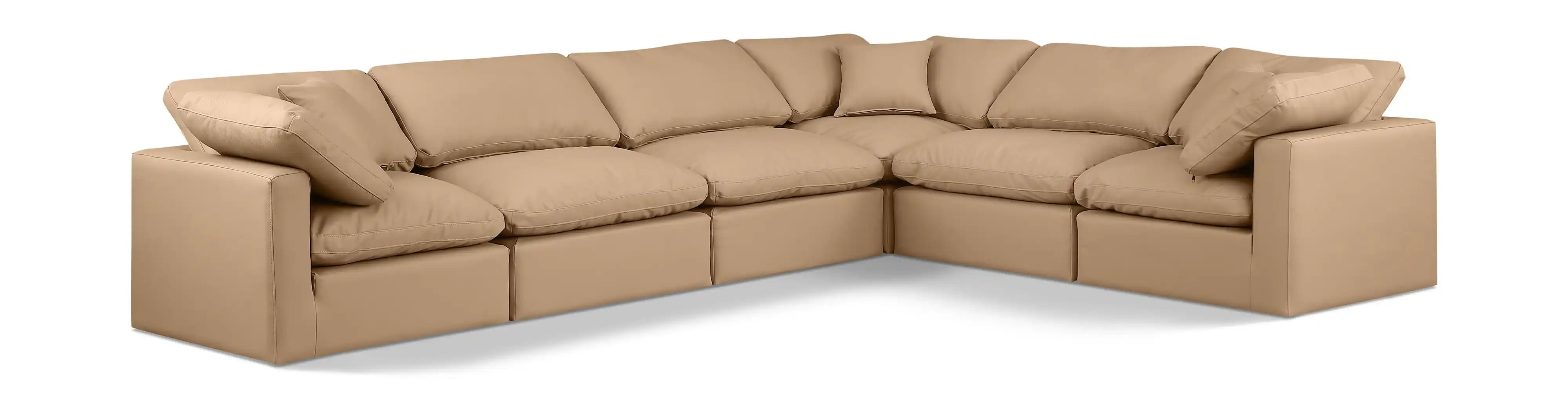 Indulge - Faux Leather 6 Piece Modular Corner Sectional - Tan - Best Buy Furniture