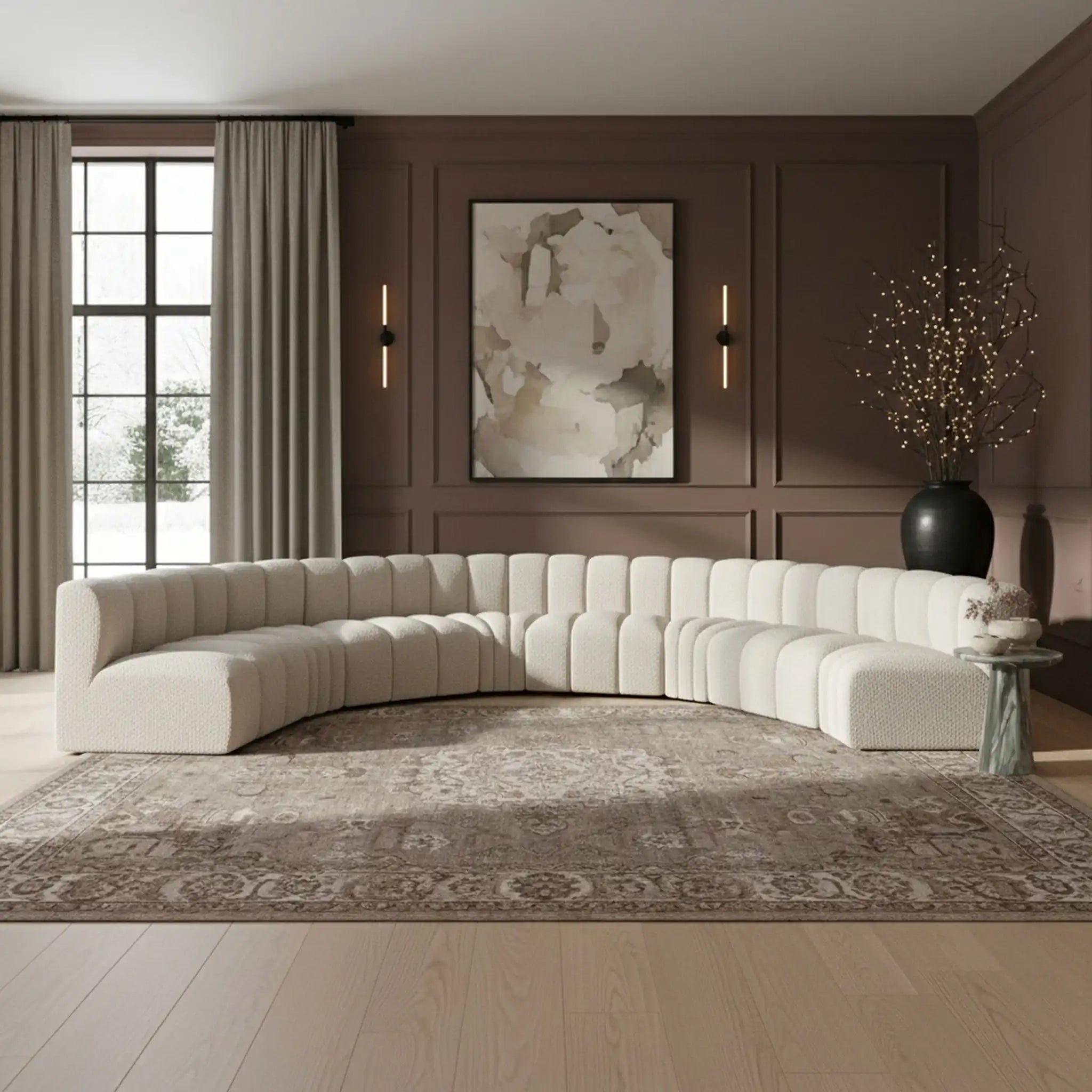 Arc - Boucle Fabric 8 Piece U-Shaped Modular Sofa