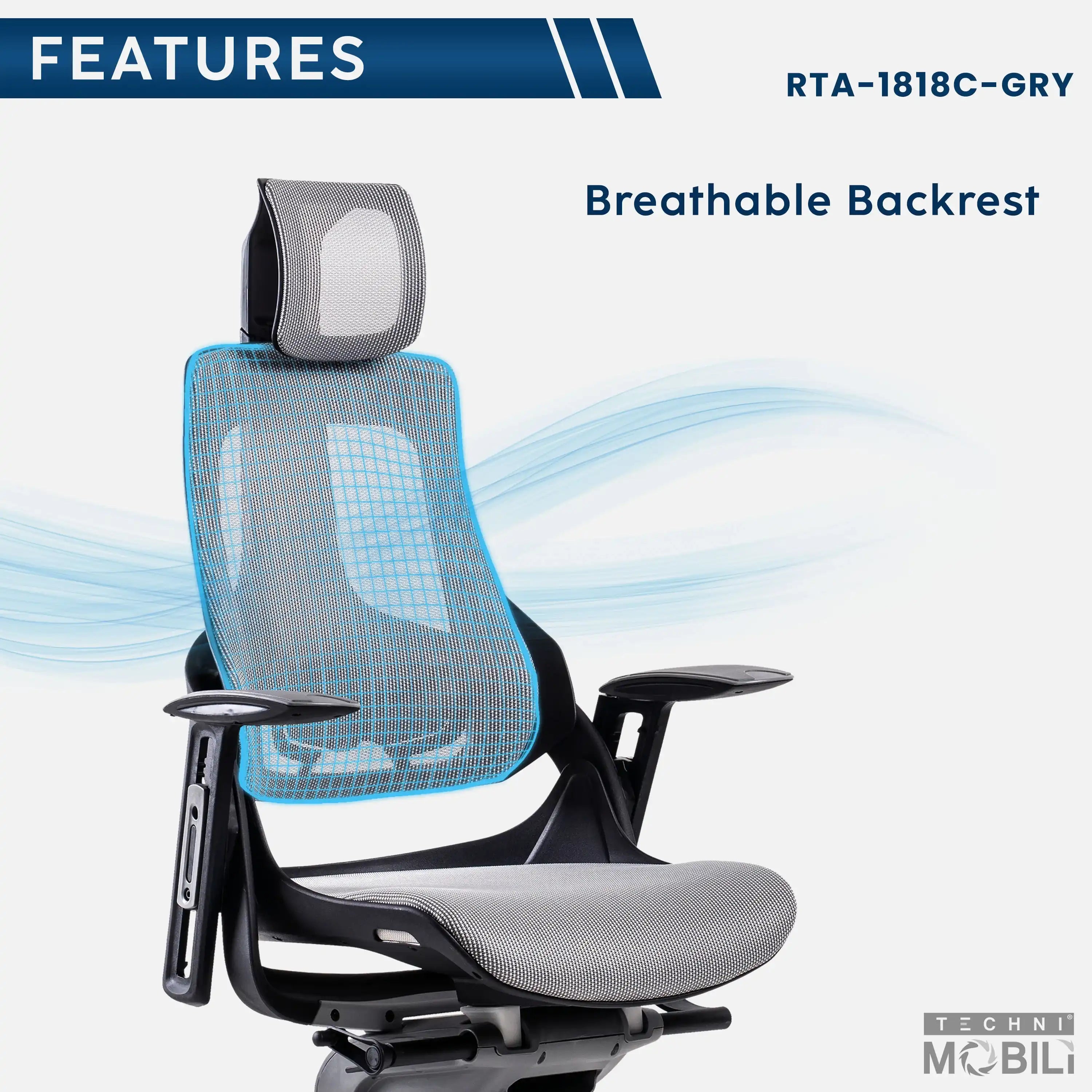 Techni Mobili LUX Ergonomic Executive Chair, Grey - Best Buy Furniture