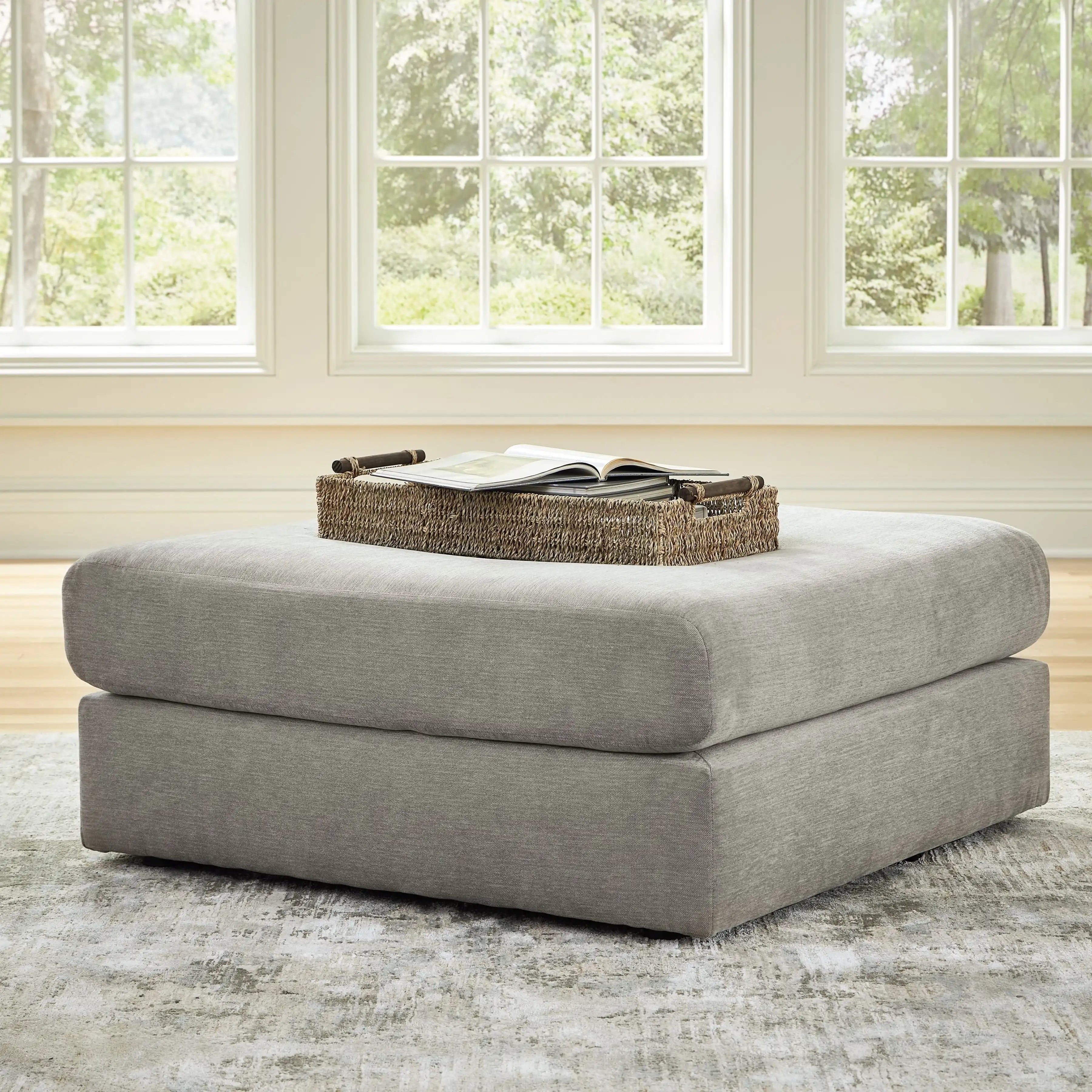 Avaliyah - Oversized Accent Ottoman - Ash - Best Buy Furniture