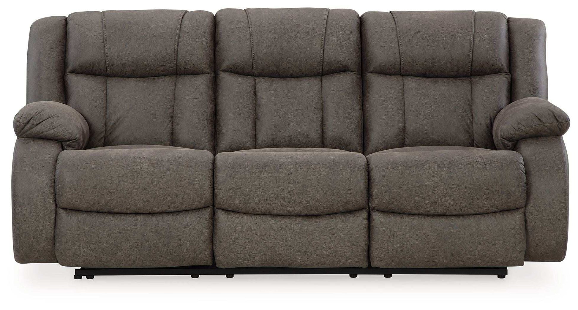 First Base - Reclining Sofa - Gunmetal - Best Buy Furniture