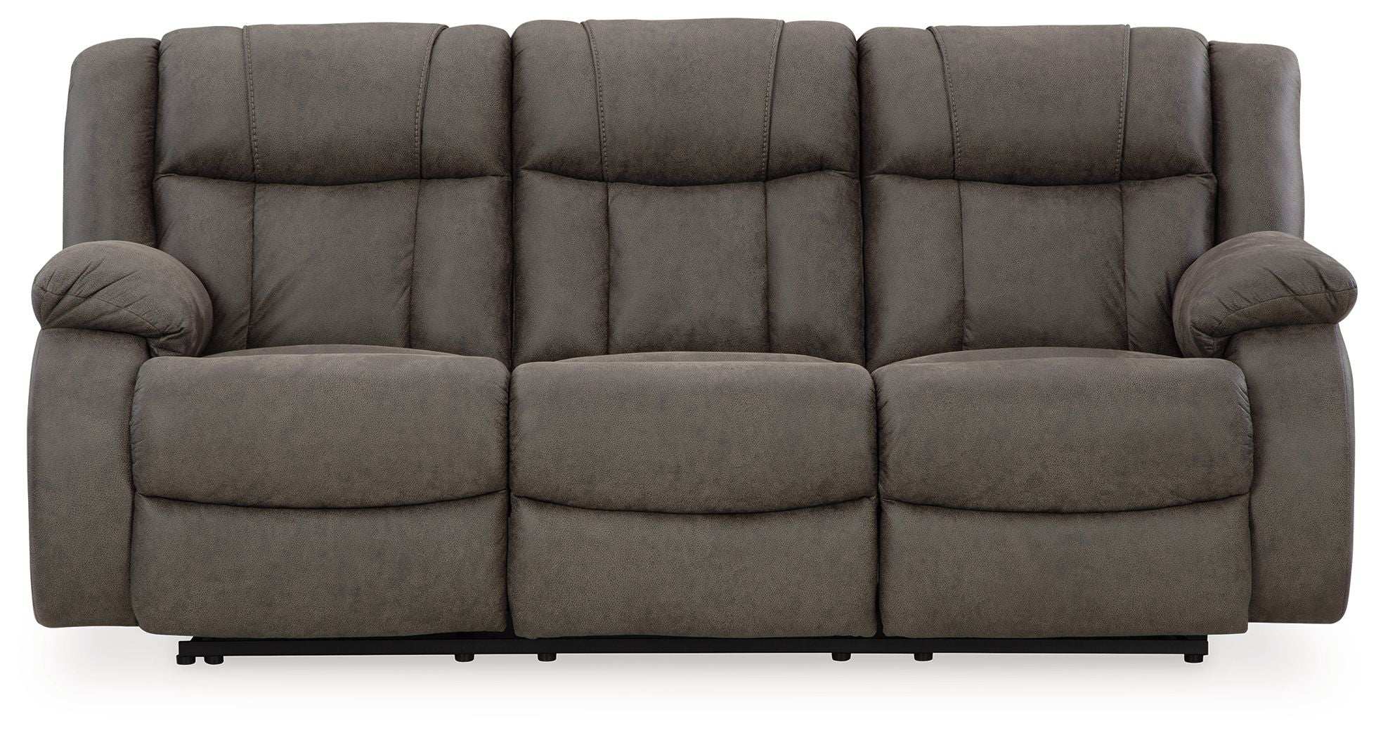 First Base - Reclining Sofa - Gunmetal - Best Buy Furniture