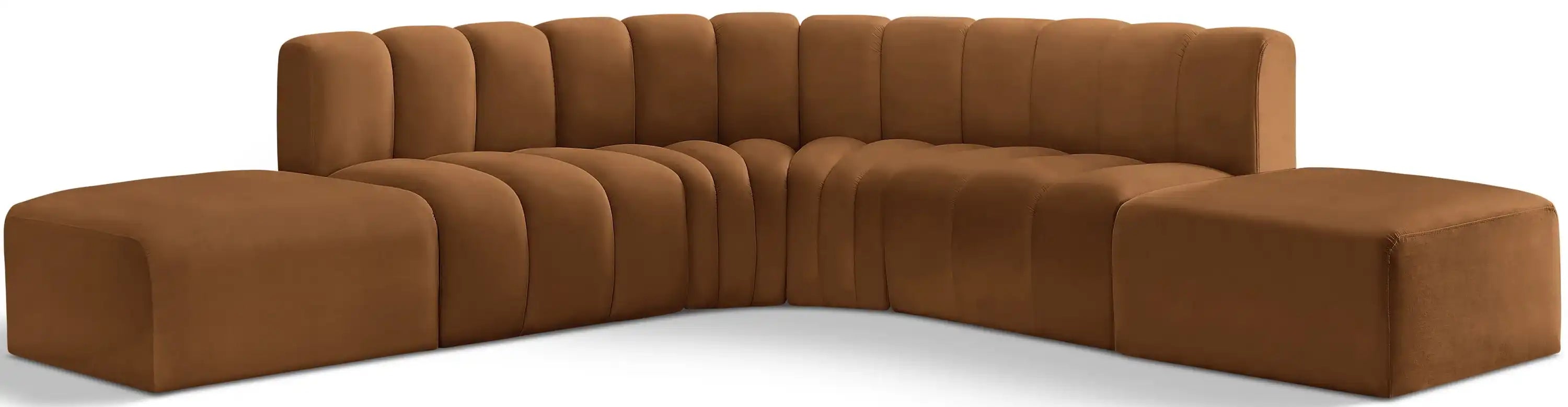 Arc - Velvet 6 Piece Corner Modular Sofa - Saddle - Best Buy Furniture