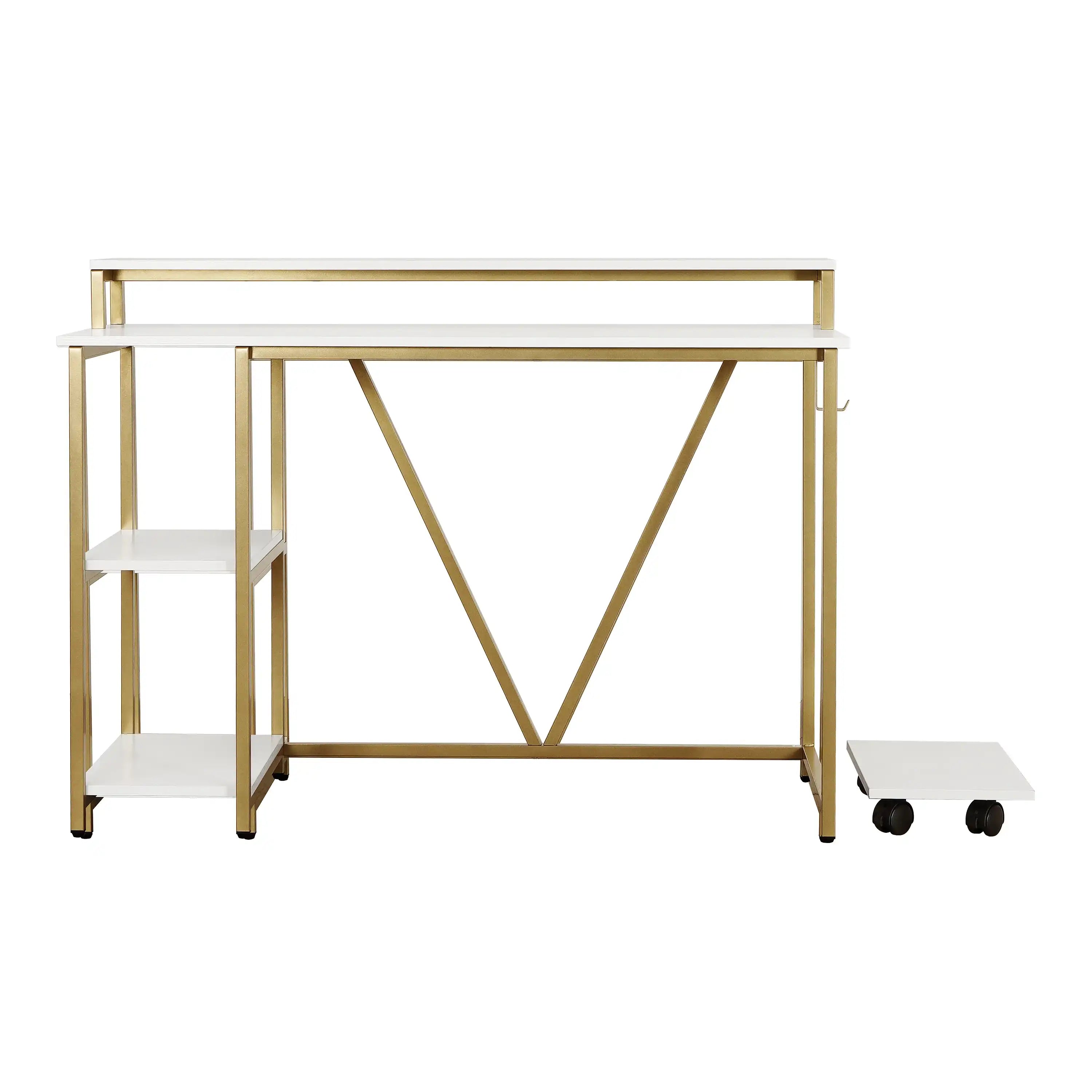 Techni Mobili Industrial Writing Desk, Gold - Best Buy Furniture