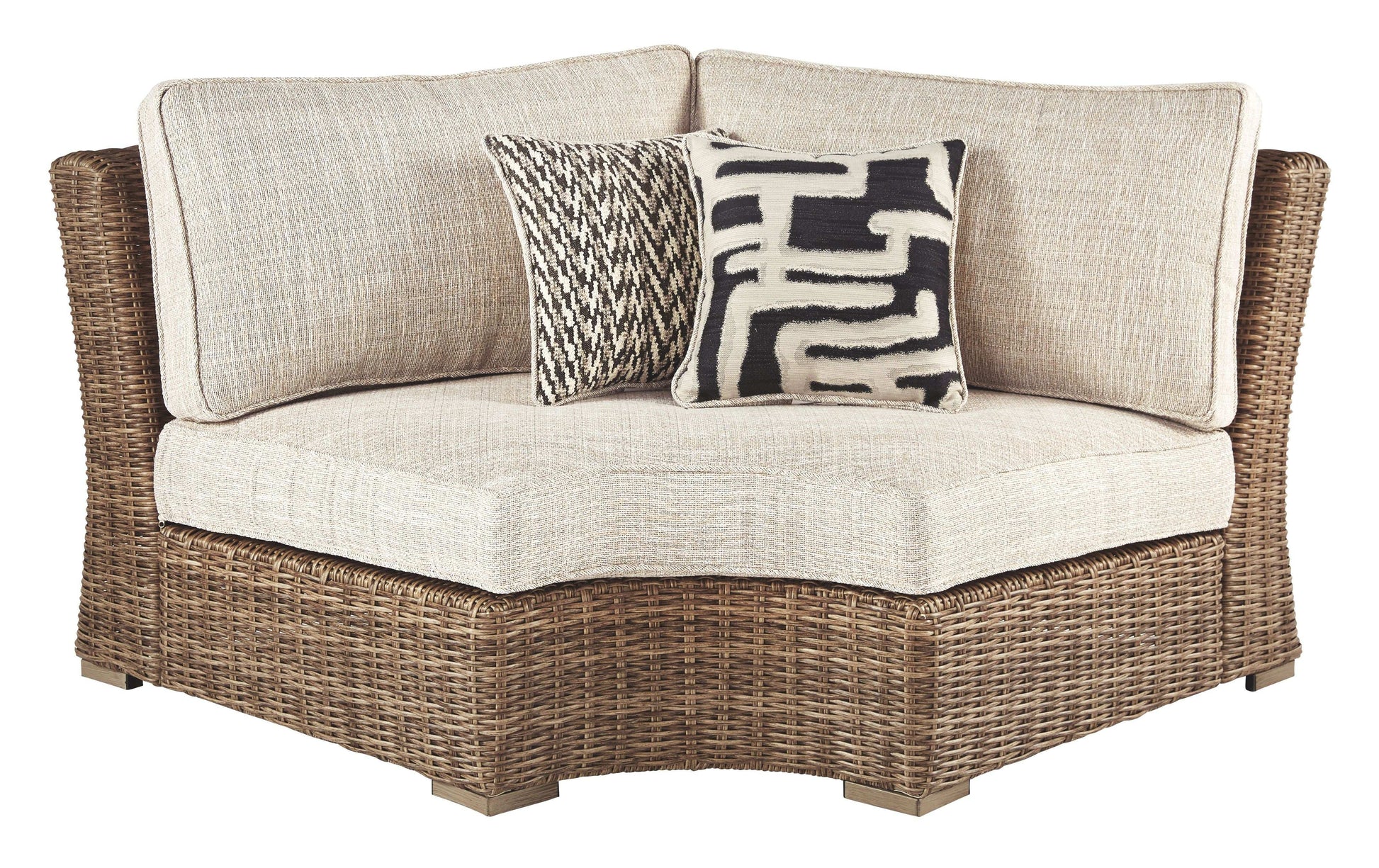 Beachcroft - Curved Corner Chair w/Cushion - Beige - Best Buy Furniture