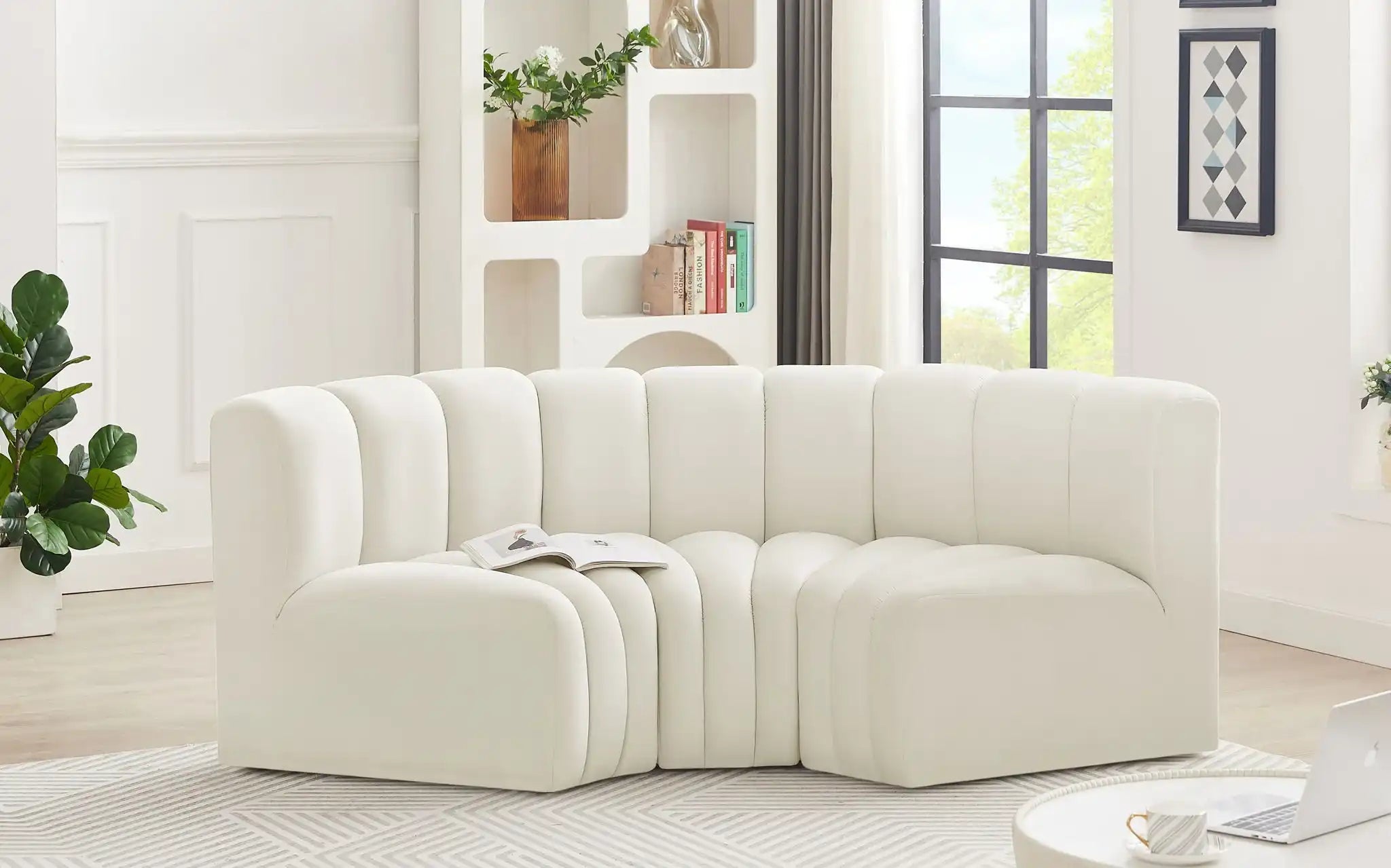 Arc - Velvet 3 Piece Modular U-Shaped Sofa