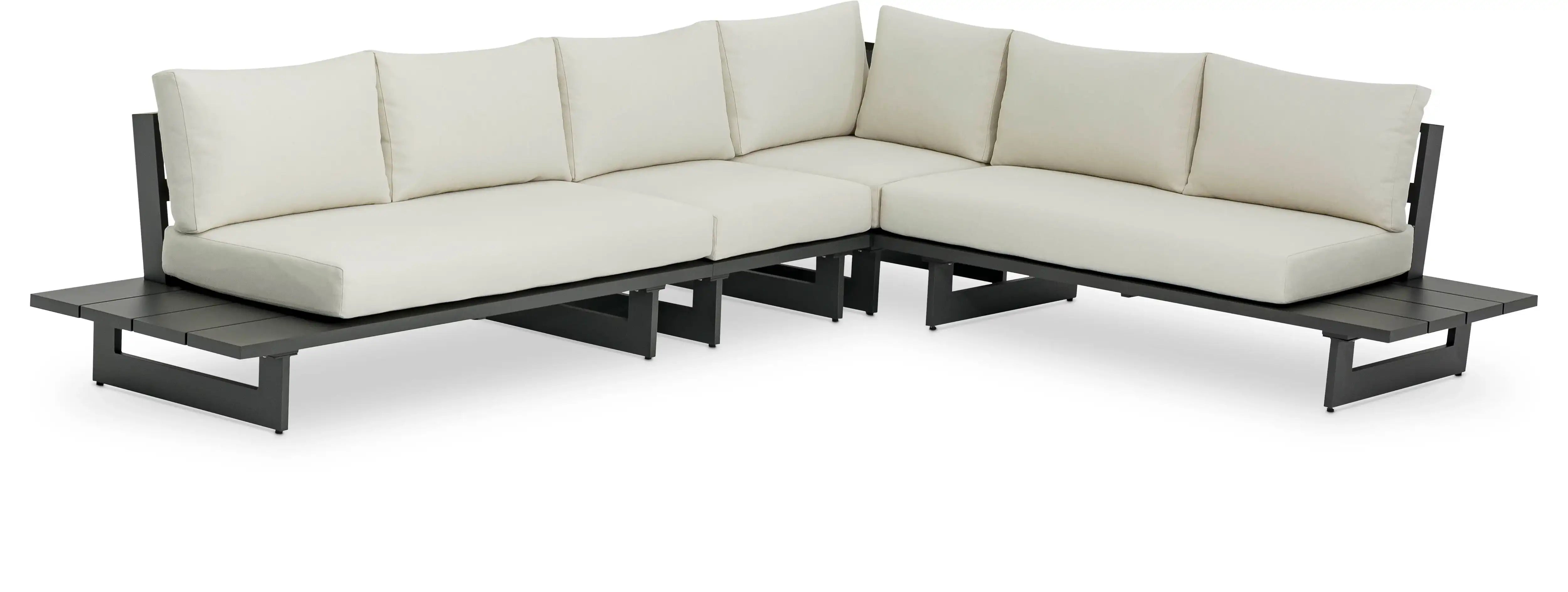 Maldives - 4 Piece Water Resistant Outdoor Patio Modular Sectional With Gray Base - Best Buy Furniture