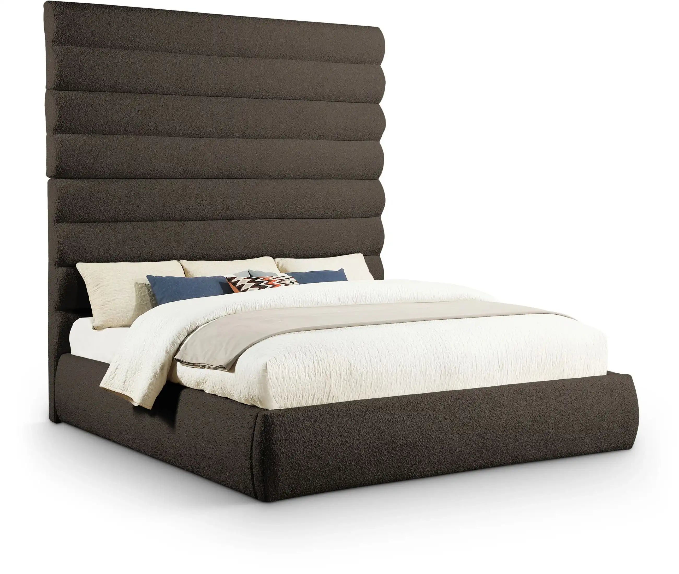 Adam - Boucle Fabric Bed With 89" Headboard - Best Buy Furniture