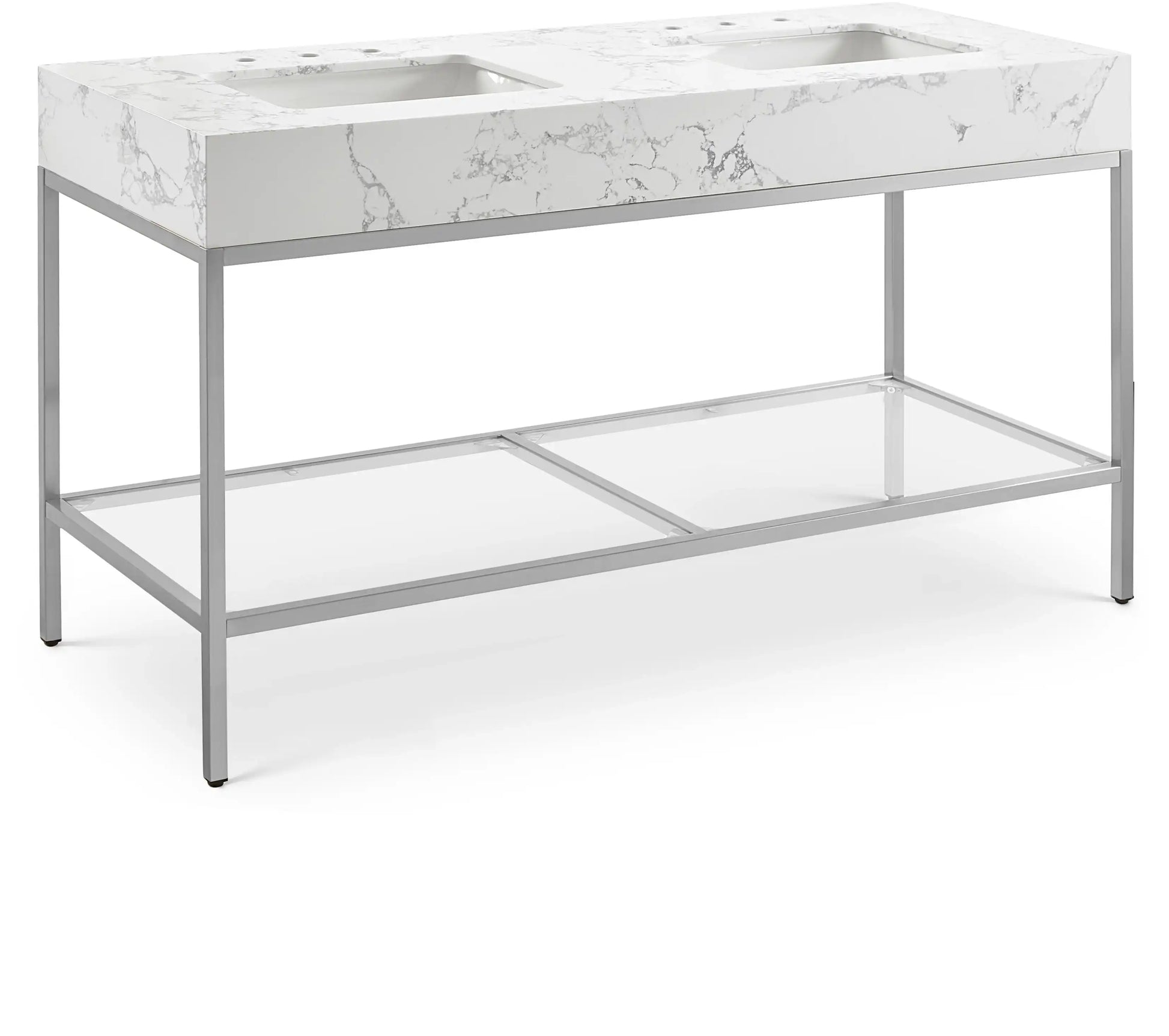 Marmo - Engineered Marble Bathroom Vanity With Chrome Base - Best Buy Furniture