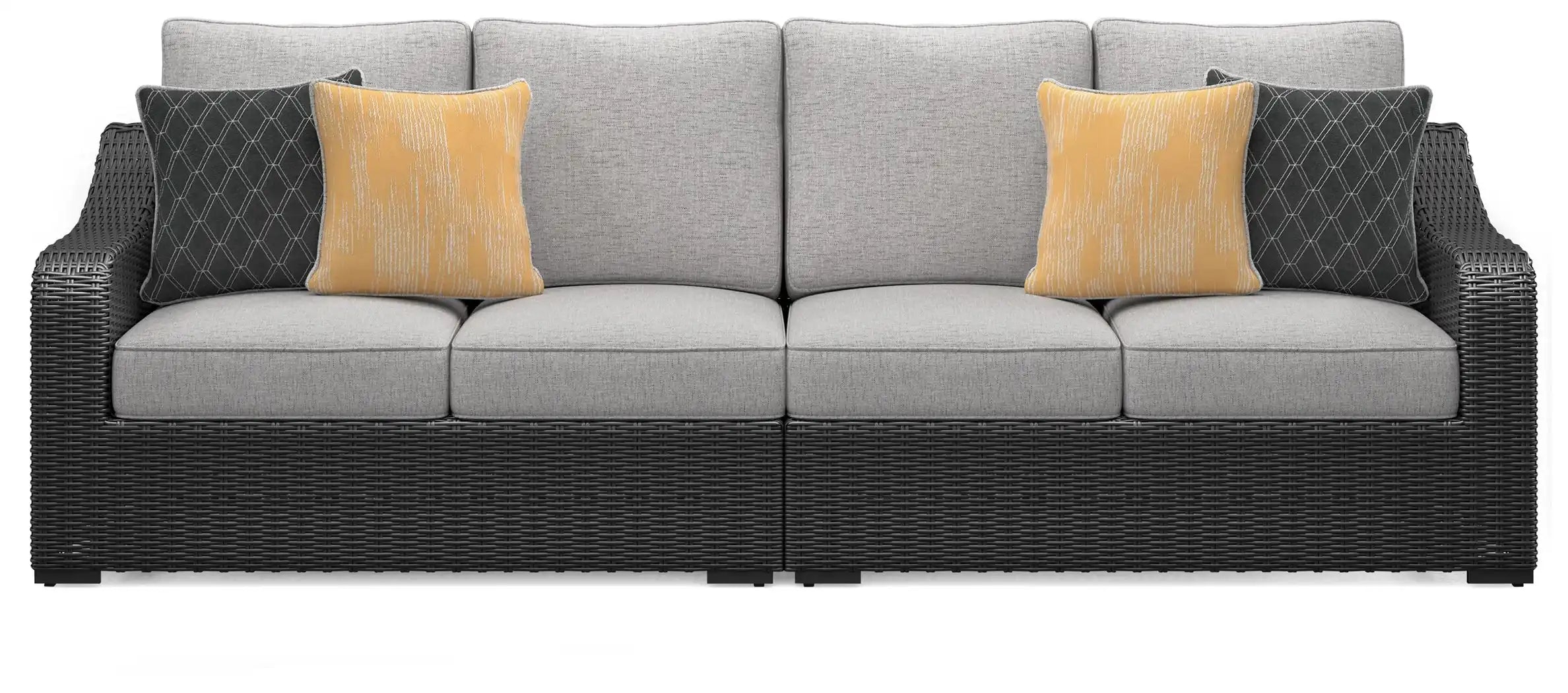 Beachcroft - 2-Piece Outdoor Loveseat with Cushion - Black / Light Gray - Best Buy Furniture