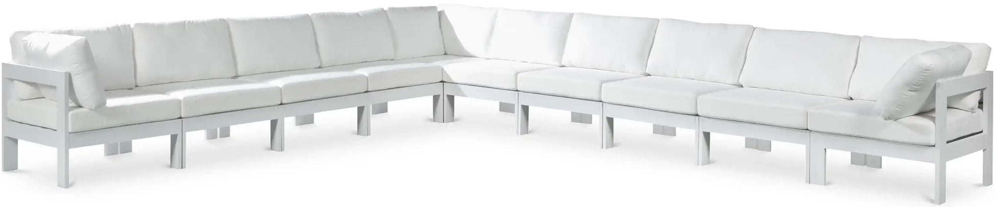 Nizuc - Outdoor Patio 10 Piece Modular Sectional With White Frame - Best Buy Furniture