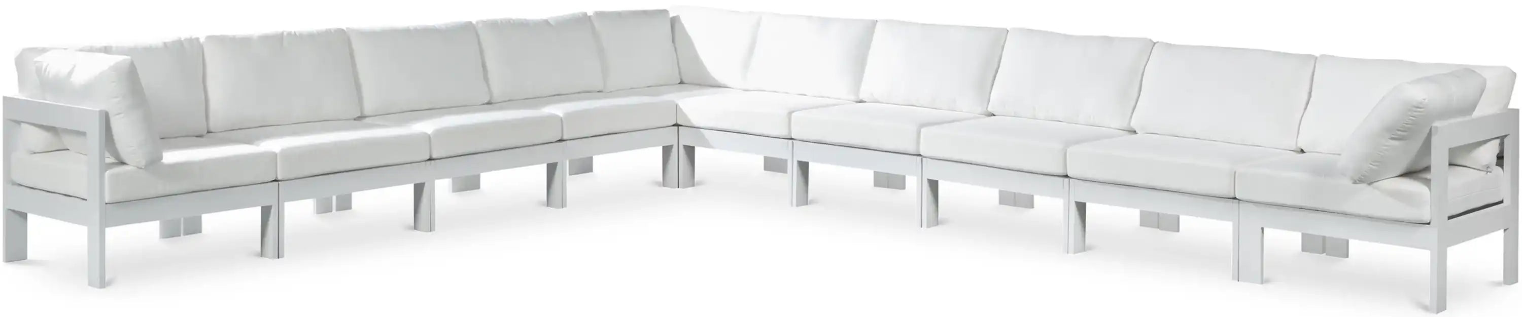 Nizuc - Outdoor Patio 10 Piece Modular Sectional With White Frame - Best Buy Furniture