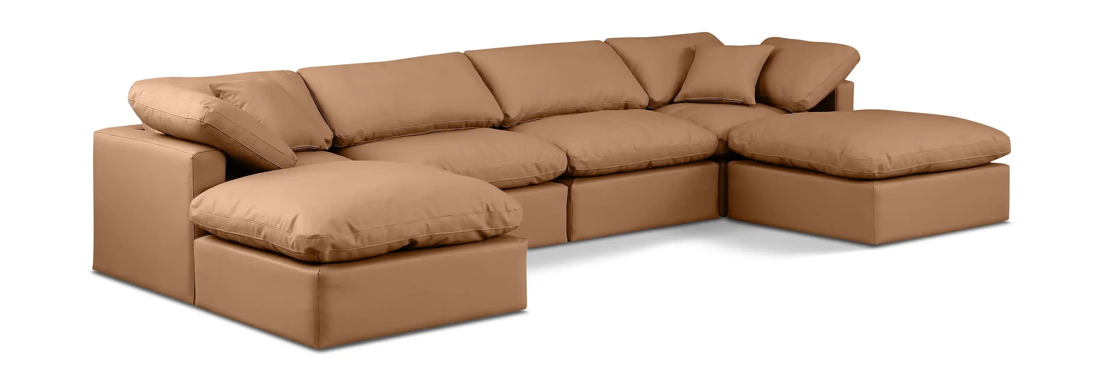 Indulge - Faux Leather 6 Piece Modular Double Chaise Sectional - Best Buy Furniture