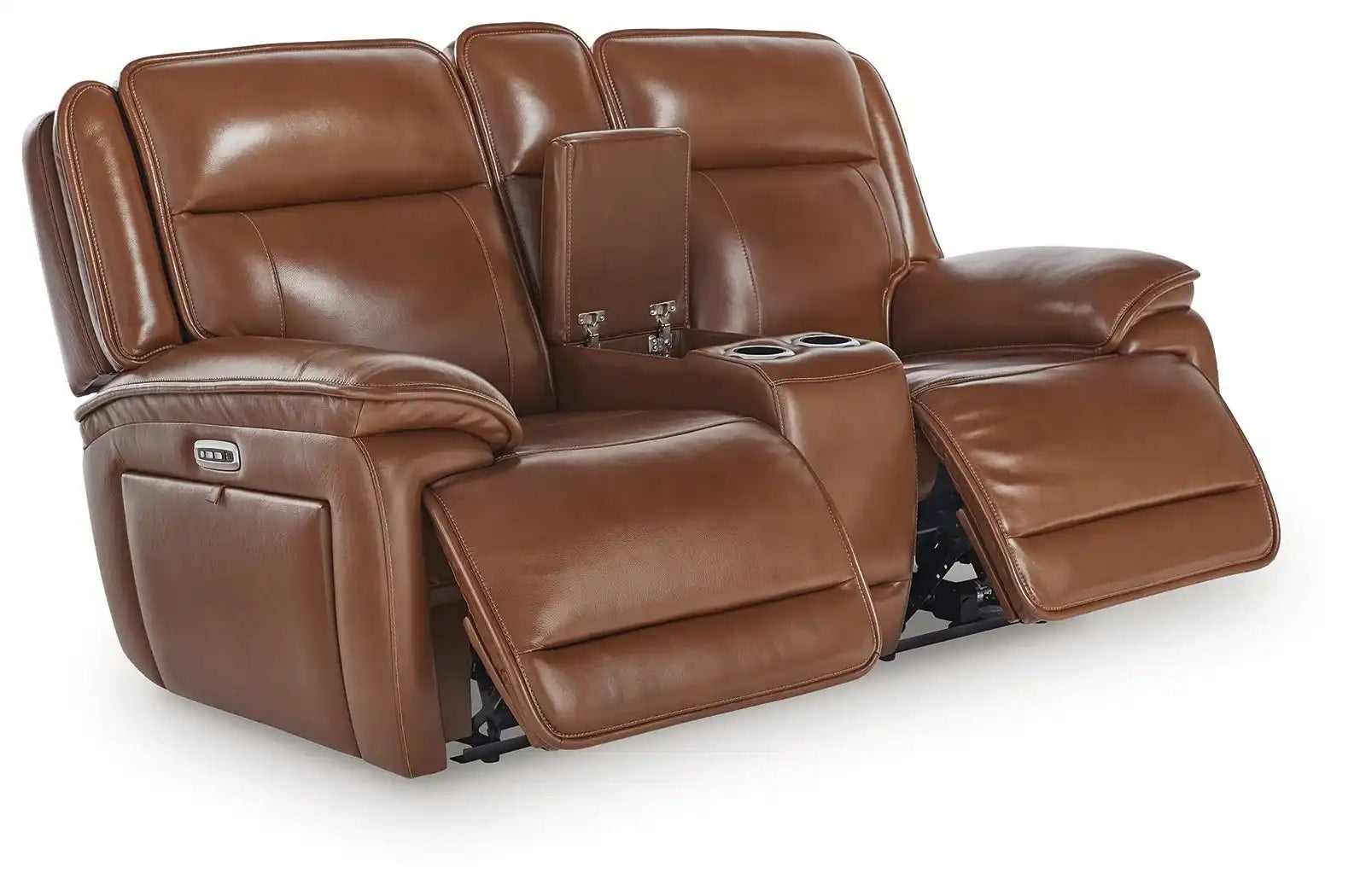 Healy Pier - Power Reclining Loveseat With Console / Adj Headrest - Chocolate - Best Buy Furniture