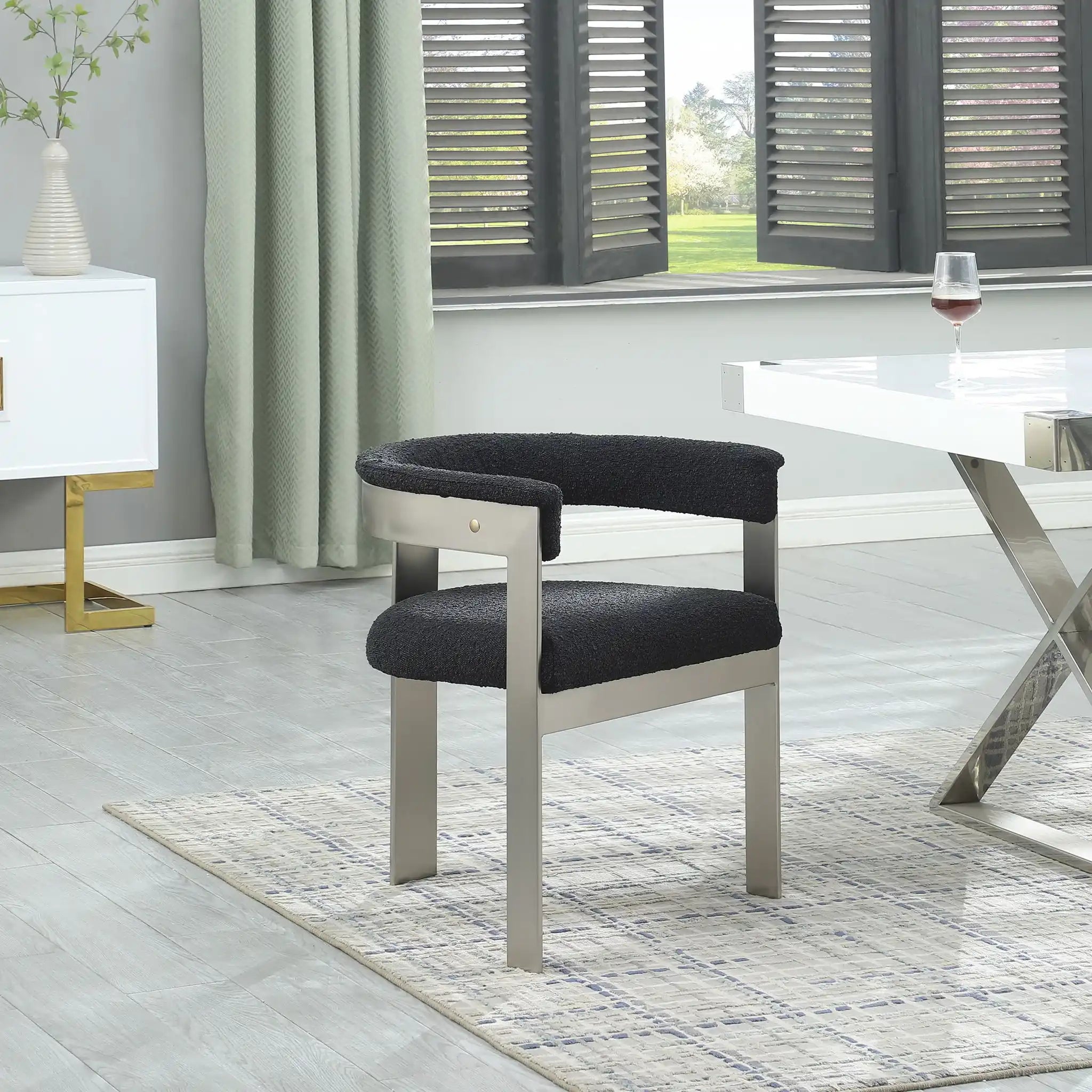 Romeo - Boucle Dining Chair With Silver Base (Set of 2)