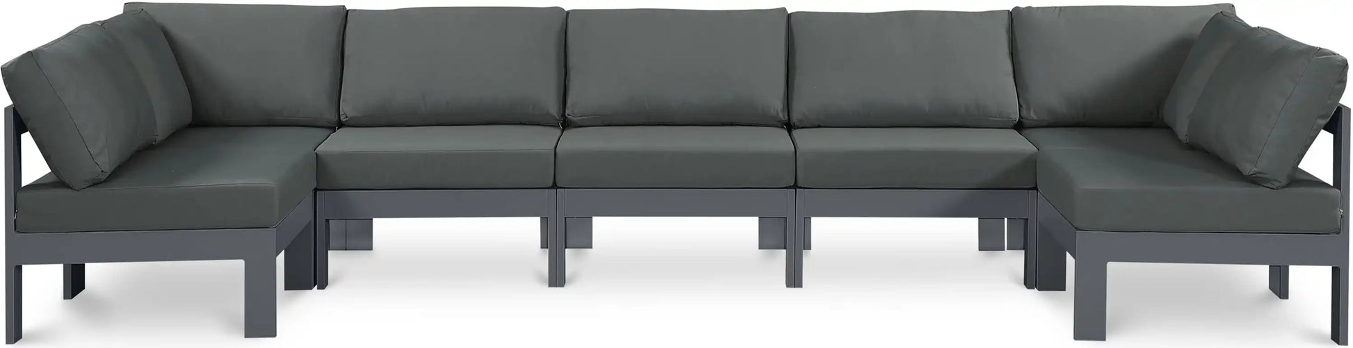 Nizuc - Outdoor Patio 7 Piece Modular Sectional With Gray Frame - Best Buy Furniture