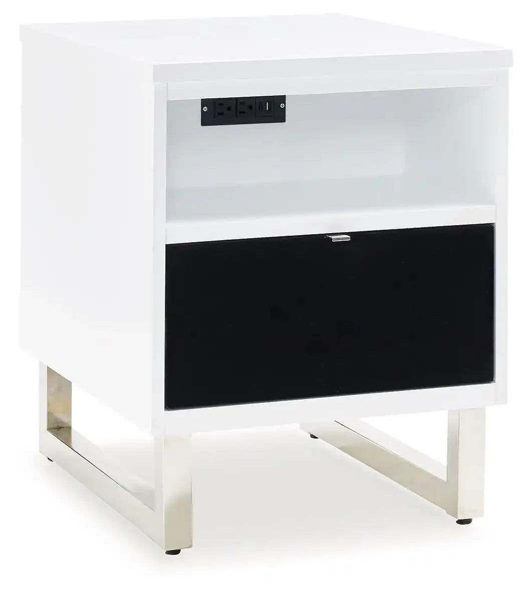 Gardoni - Chair Side End Table - White / Black - Best Buy Furniture