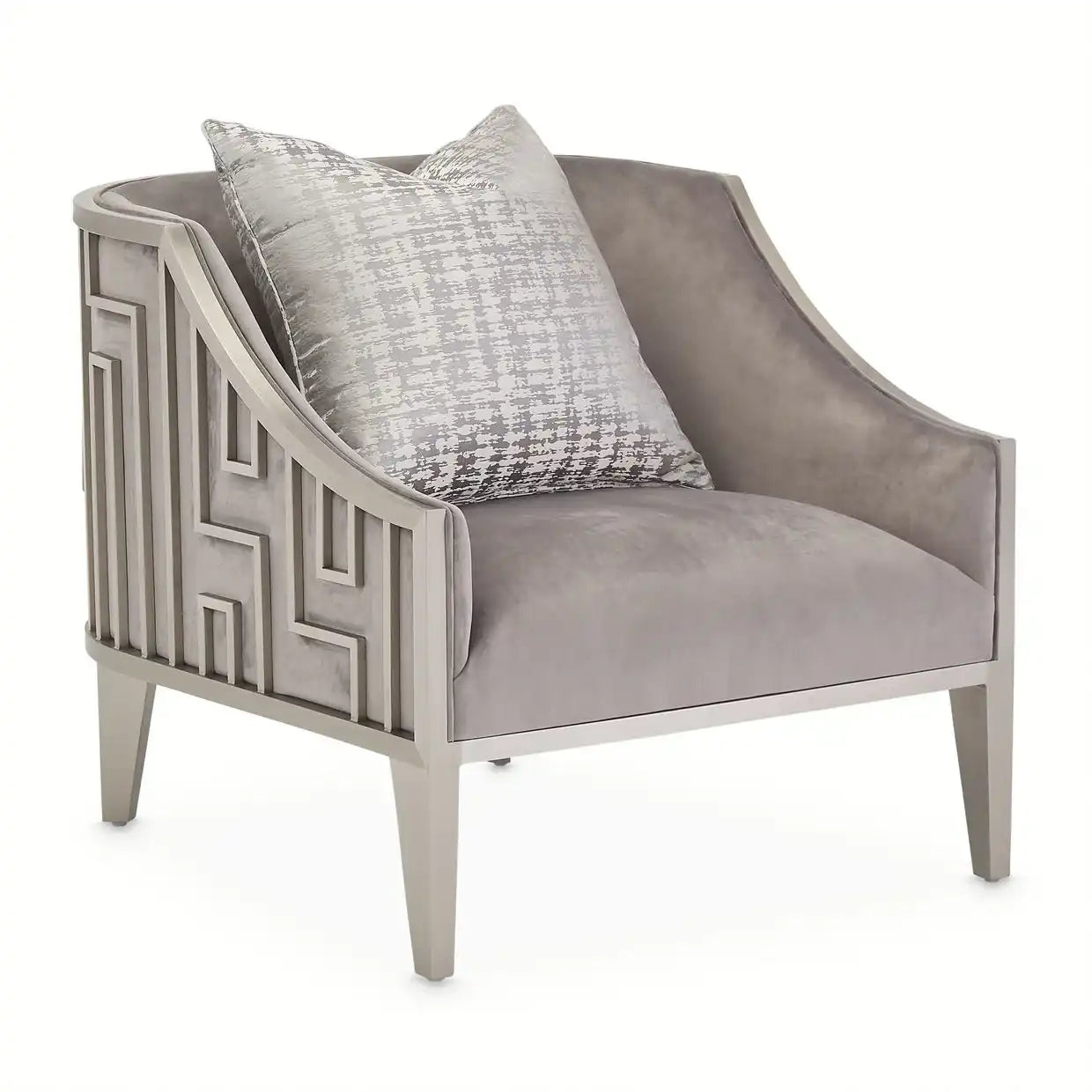 Roxbury Park - Velvet Accent Chair - Gray Pearl/Stainless Steel - Best Buy Furniture