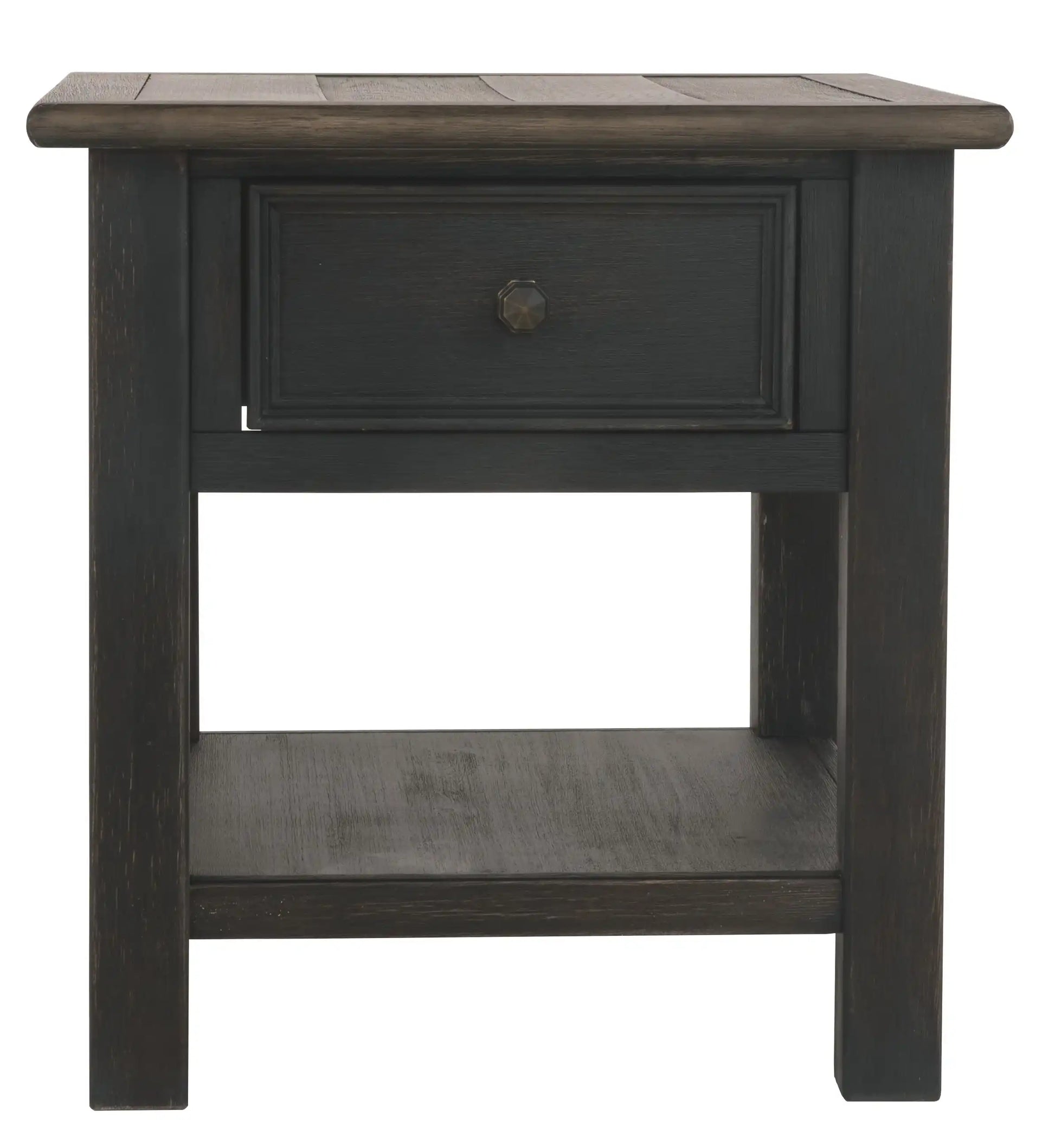 Tyler Creek - Rectangular End Table - Grayish Brown / Black - Best Buy Furniture