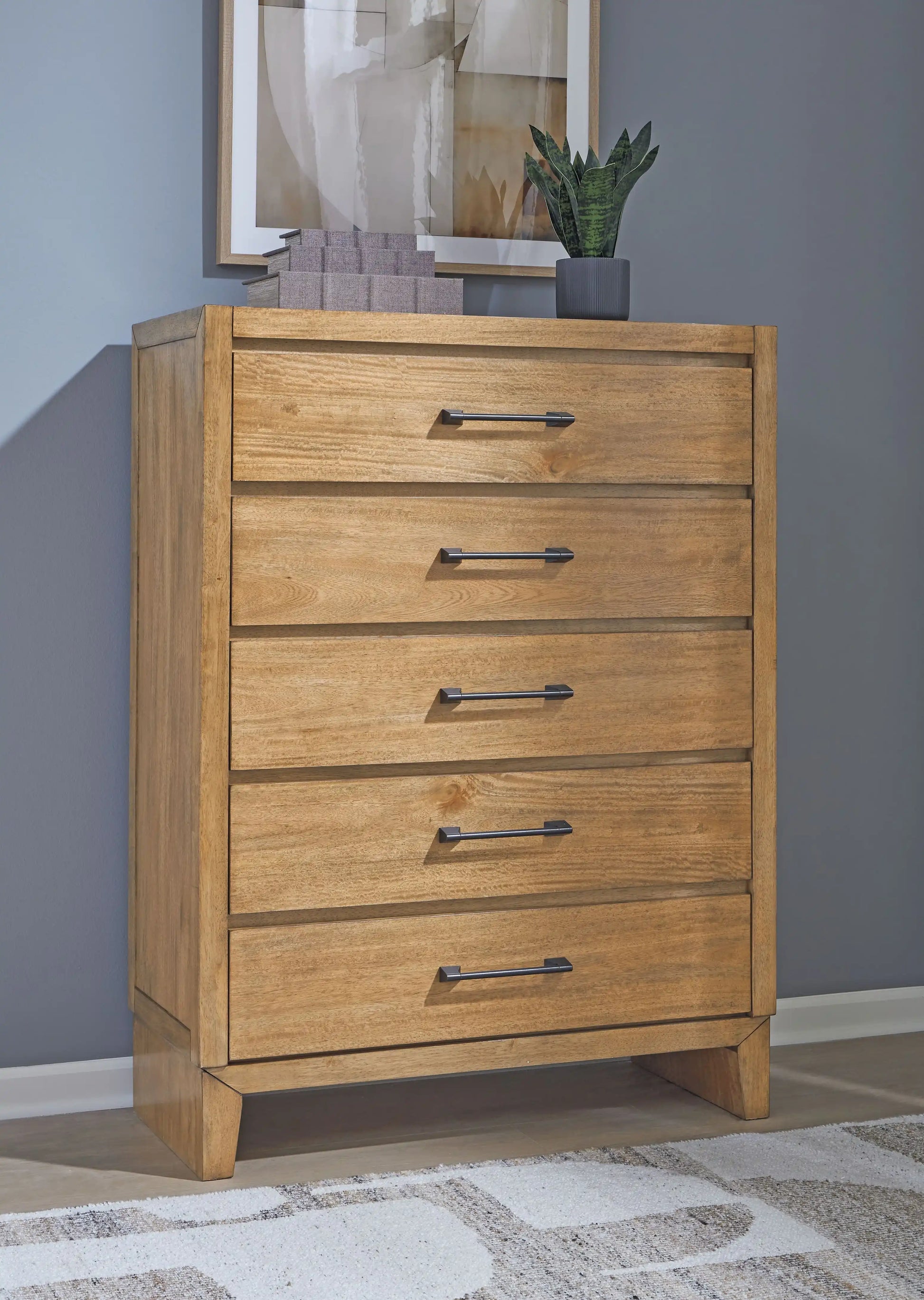 Sherbana - Five Drawer Chest - Light Brown - Best Buy Furniture