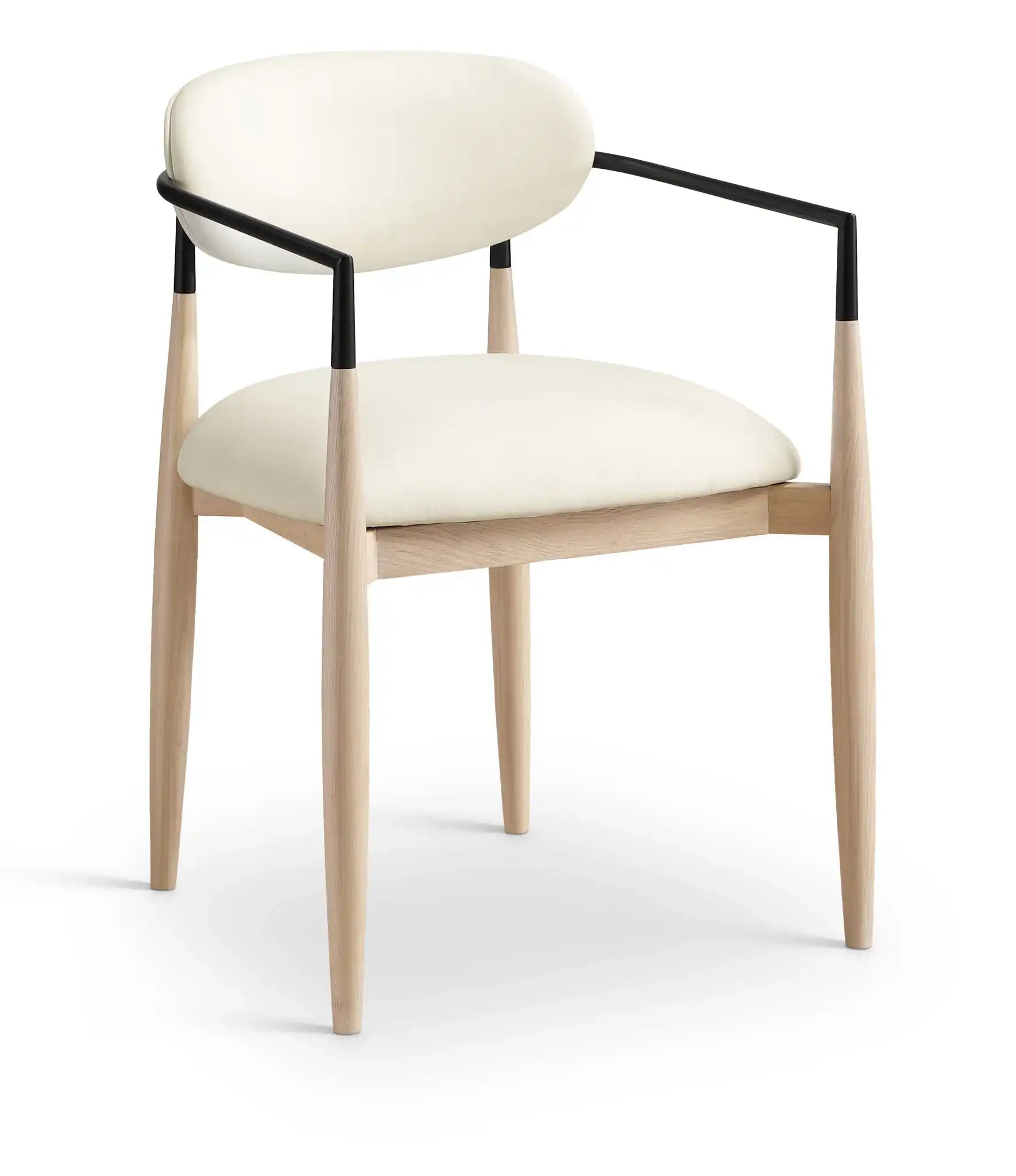 Riccio - Faux Leather Dining Arm Chair (Set of 2) - Natural Frame - Best Buy Furniture