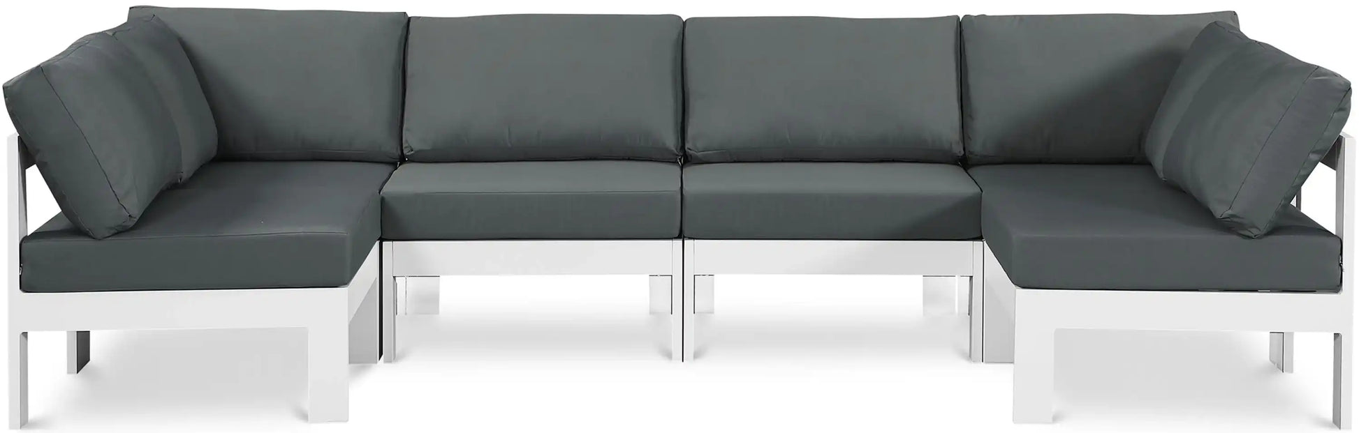 Nizuc - Outdoor Patio 6 Piece Modular Sectional With White Frame - Best Buy Furniture