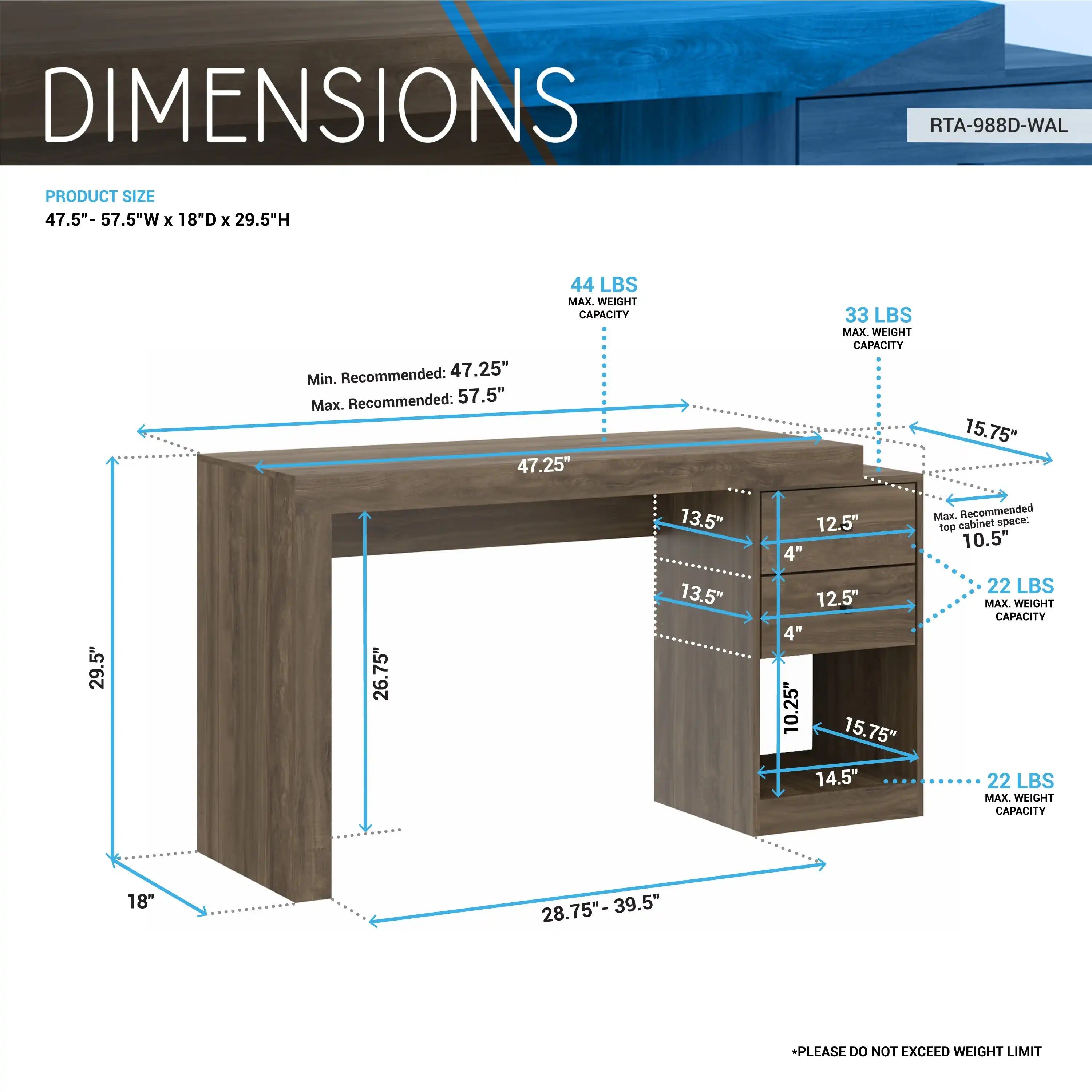 Techni Mobili Expandable Home Office Desk, Walnut - Best Buy Furniture