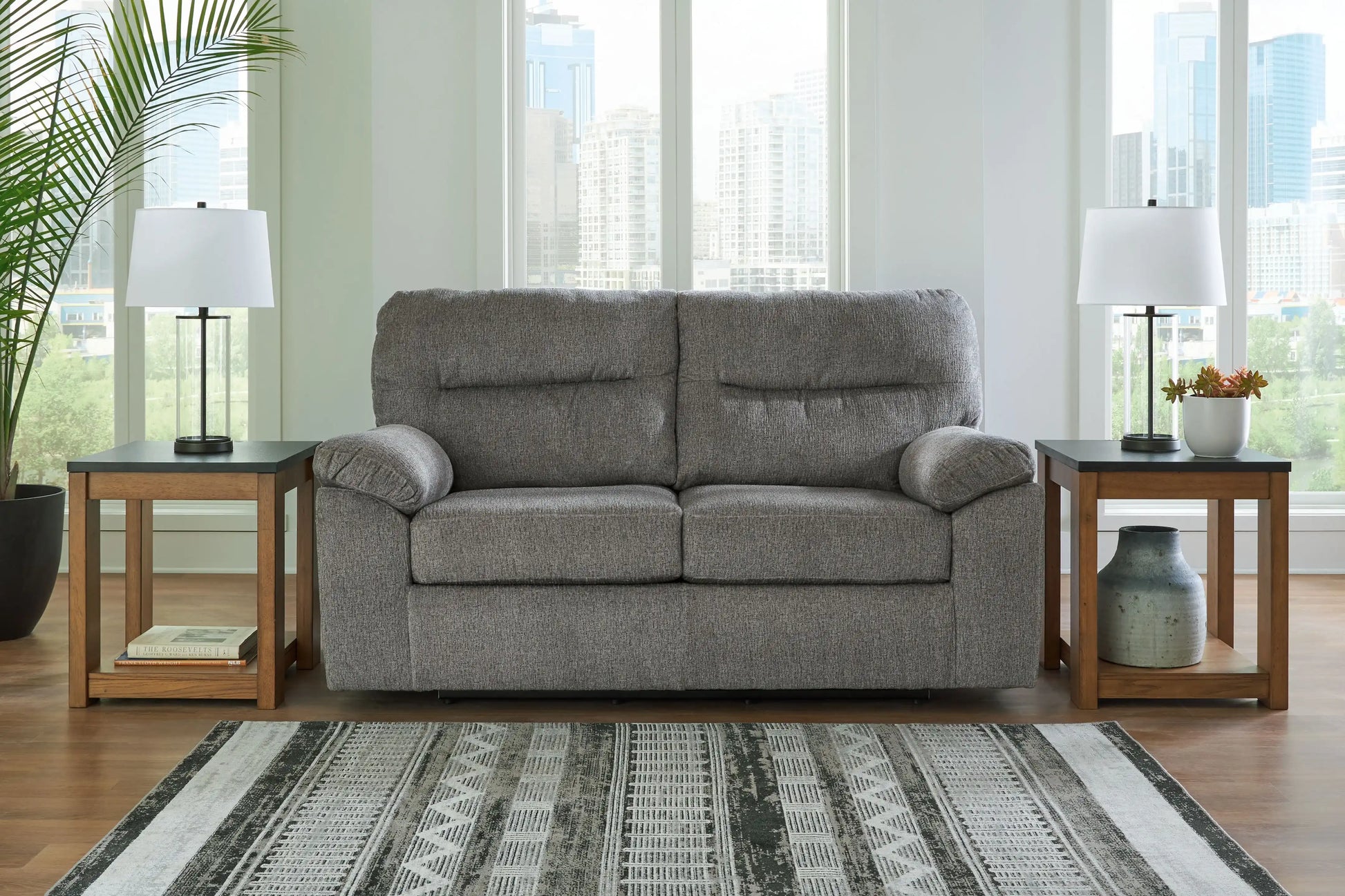 Bindura - Glider Loveseat - Mineral - Best Buy Furniture