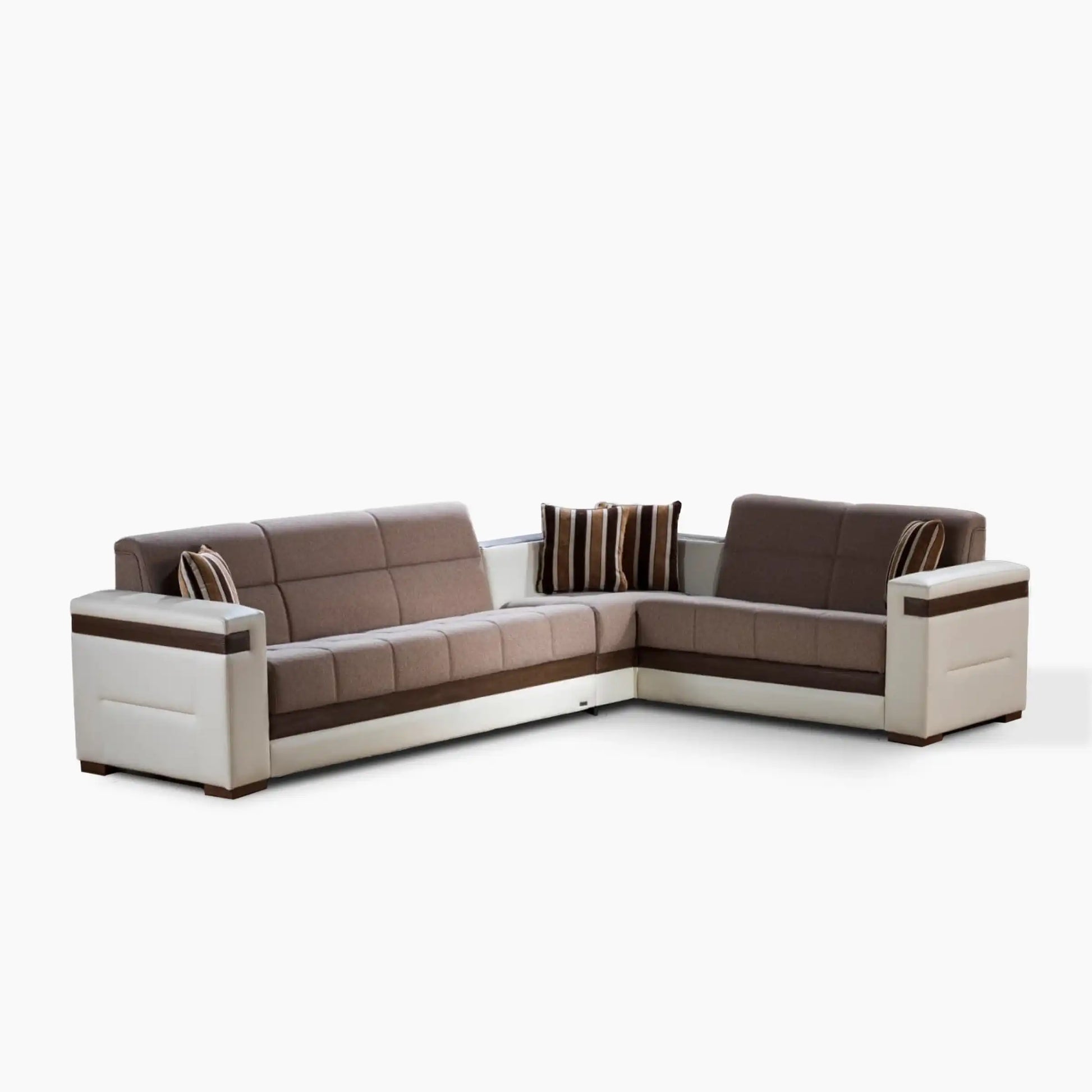 MOON 3-Piece Two-Tone Sleeper Sectional Sofa – 124” Wide, Reversible L-Shape, Beige and White, Modern Comfort & Versatility - Best Buy Furniture