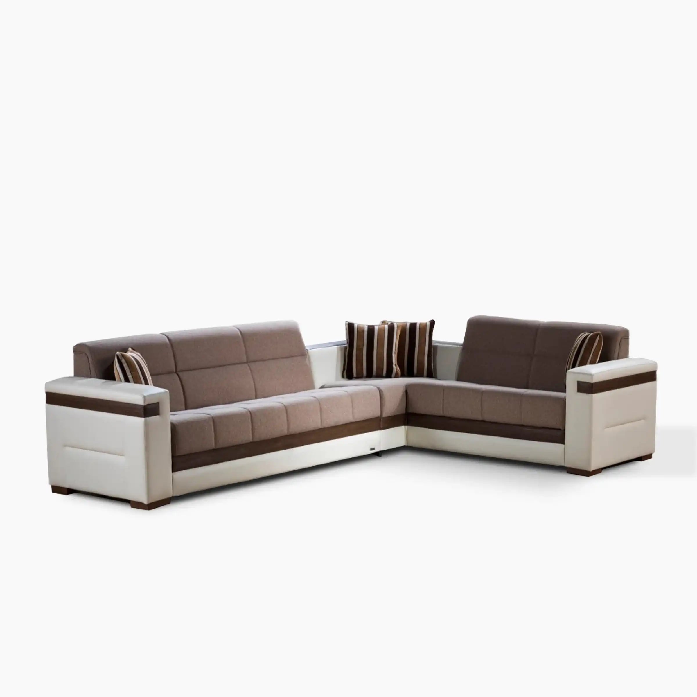 MOON 3-Piece Two-Tone Sleeper Sectional Sofa – 124” Wide, Reversible L-Shape, Beige and White, Modern Comfort & Versatility - Best Buy Furniture
