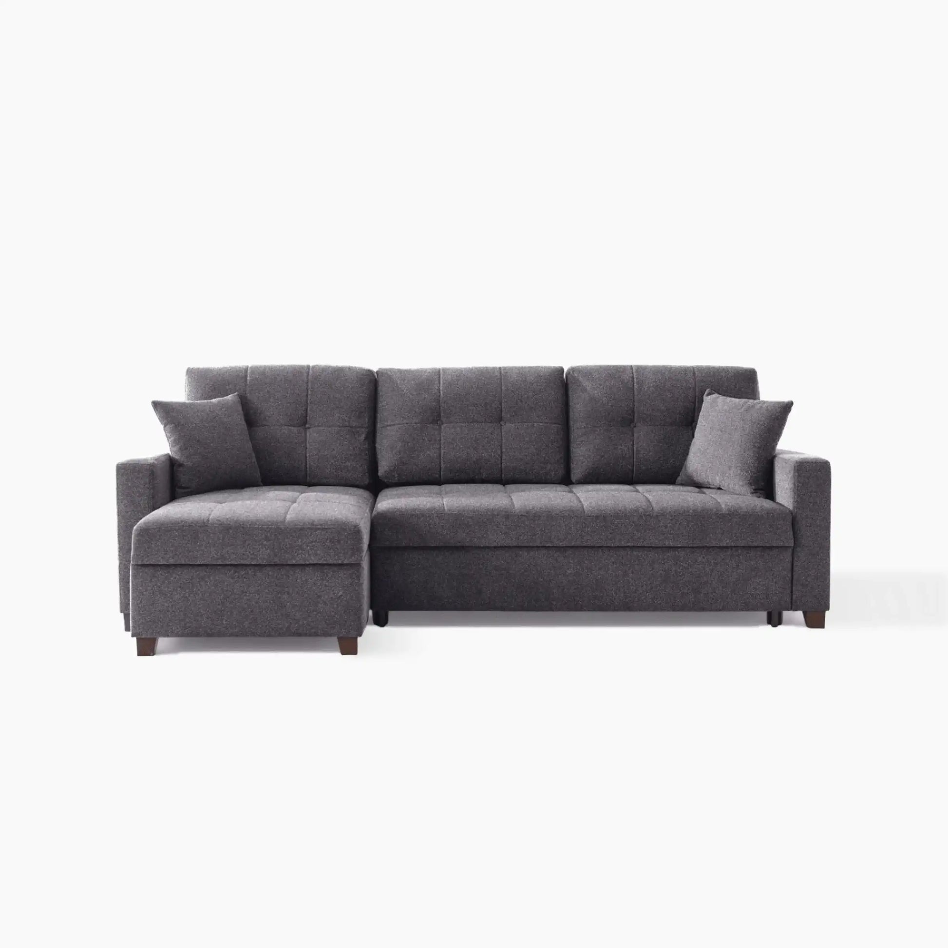 Mocca Sleeper Sectional Sofa – 101” Wide, Dark Gray, Reversible Chaise, Queen-Size Bed & Storage - Best Buy Furniture