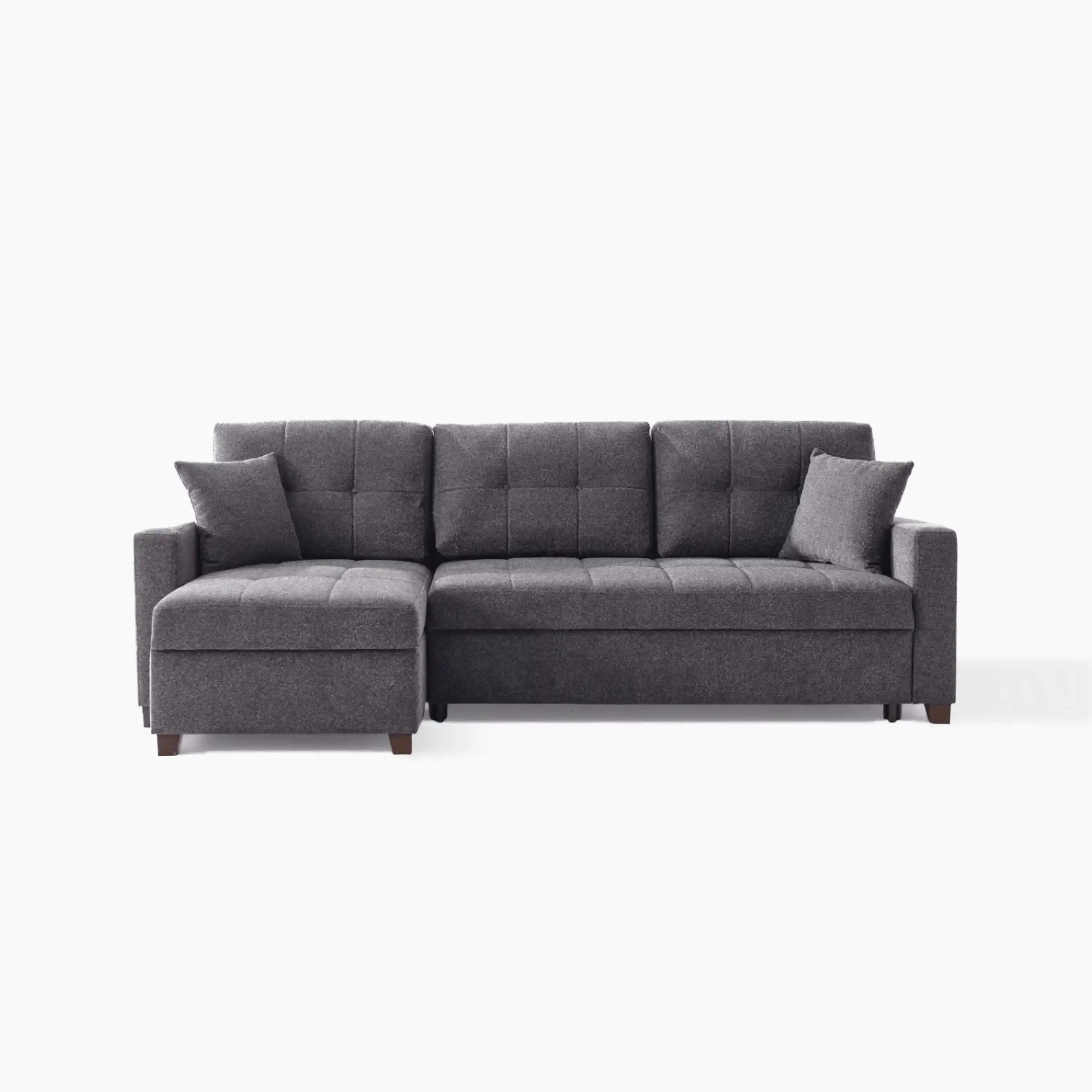 Mocca Sleeper Sectional Sofa – 101” Wide, Dark Gray, Reversible Chaise, Queen-Size Bed & Storage - Best Buy Furniture