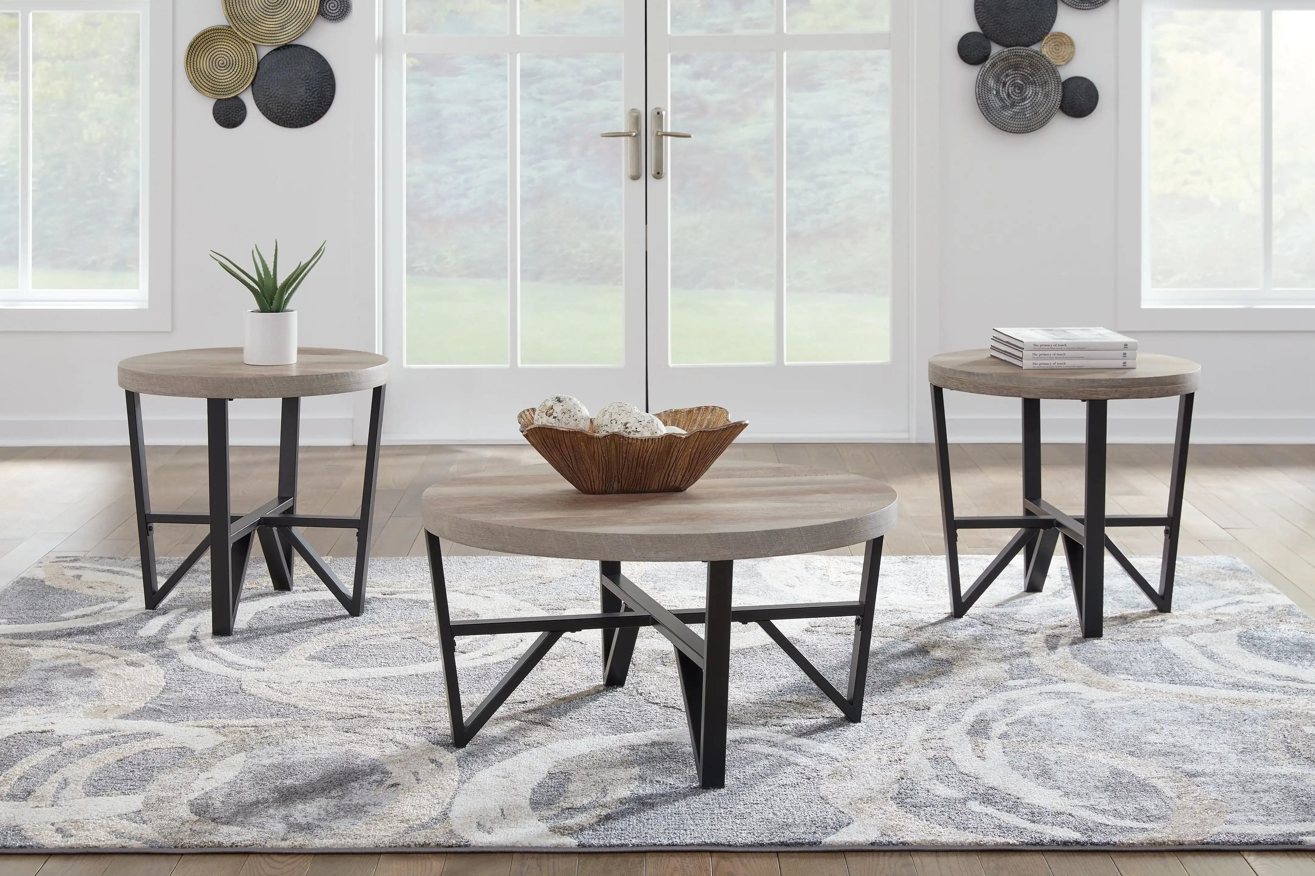 Deanlee - Occasional Table Set (Set of 3) - Grayish Brown / Black - Best Buy Furniture