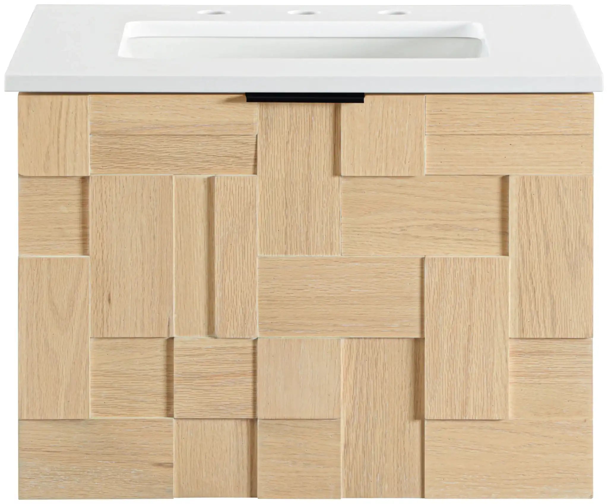 Leonardo - Engineered Stone And Solid Wood 24" Wall Mounted Bathroom Vanity
