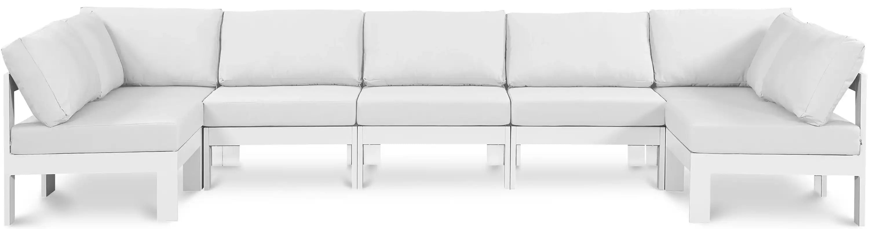 Nizuc - Outdoor Patio 7 Piece Modular Sectional With White Frame - Best Buy Furniture