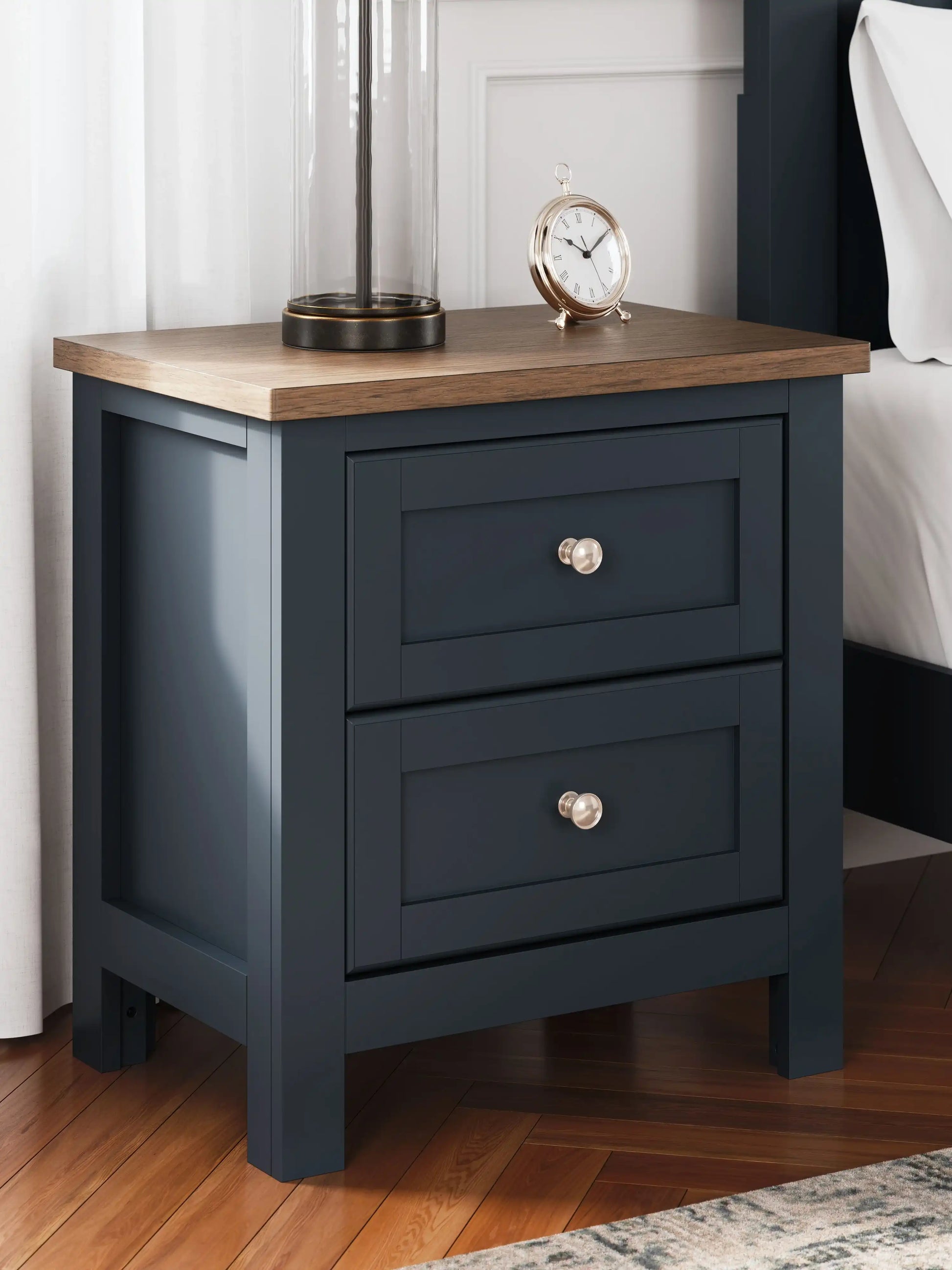 Landocken - Two Drawer Night Stand - Brown / Blue - Best Buy Furniture