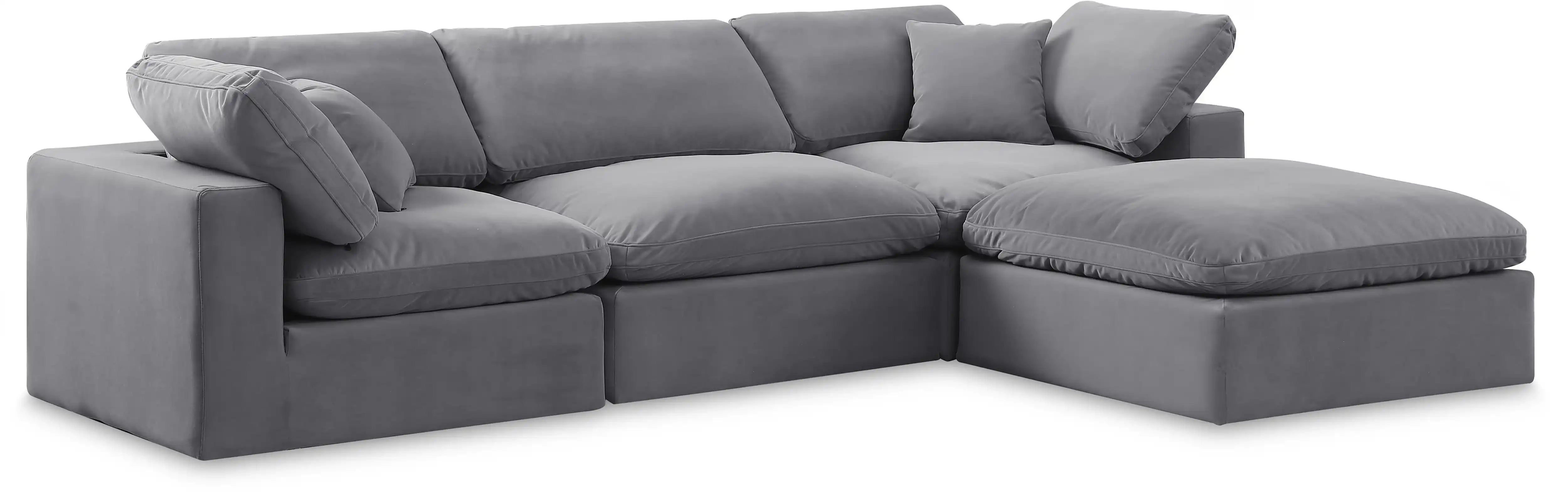 Comfy - 4 Piece Velvet Modular Sectional With Chaise - Best Buy Furniture