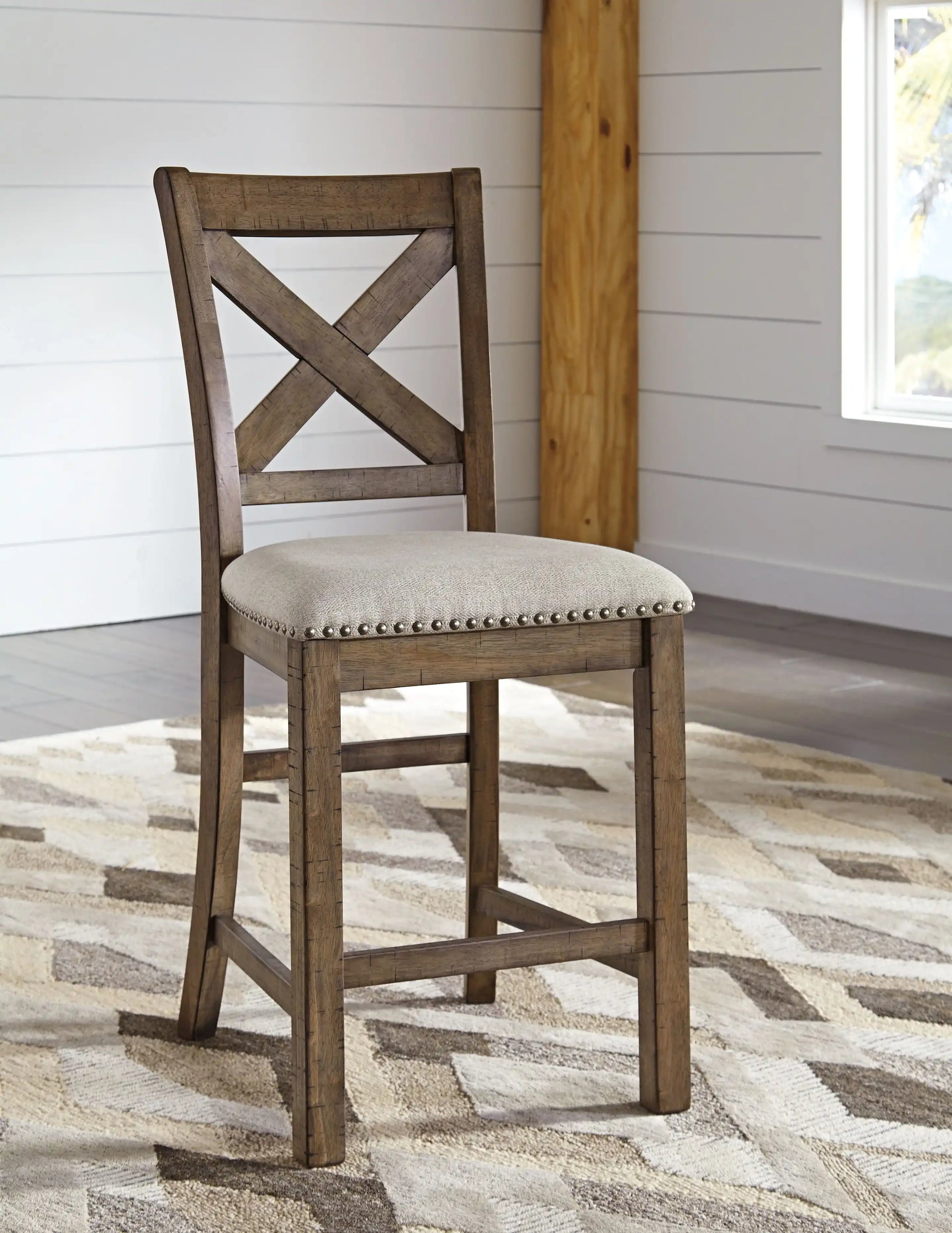 Moriville - Upholstered Barstool (Set of 2) - Beige - Best Buy Furniture