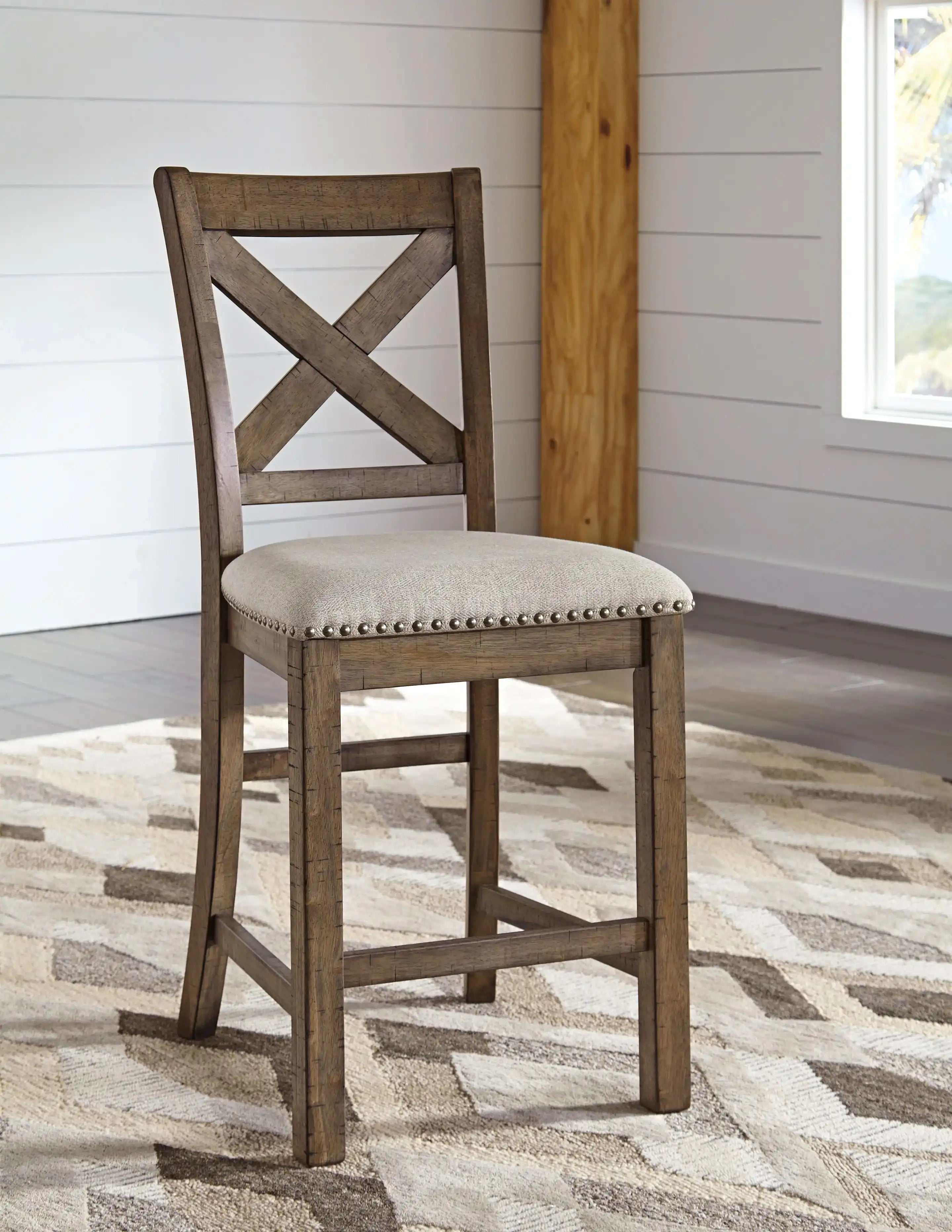 Moriville - Upholstered Barstool (Set of 2) - Beige - Best Buy Furniture